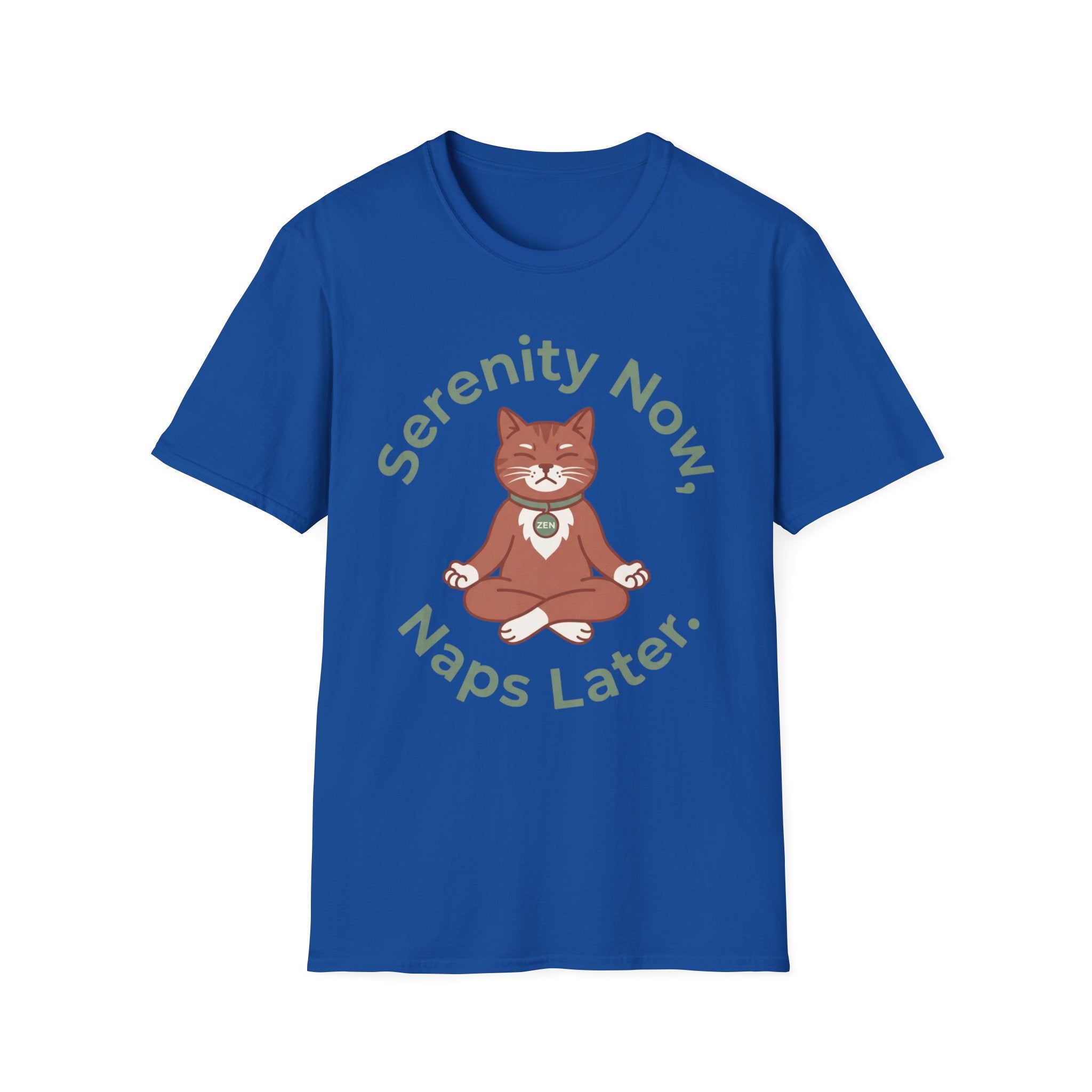 Serenity Now, Naps Later T-Shirt | Cute Meditating Cat Tee