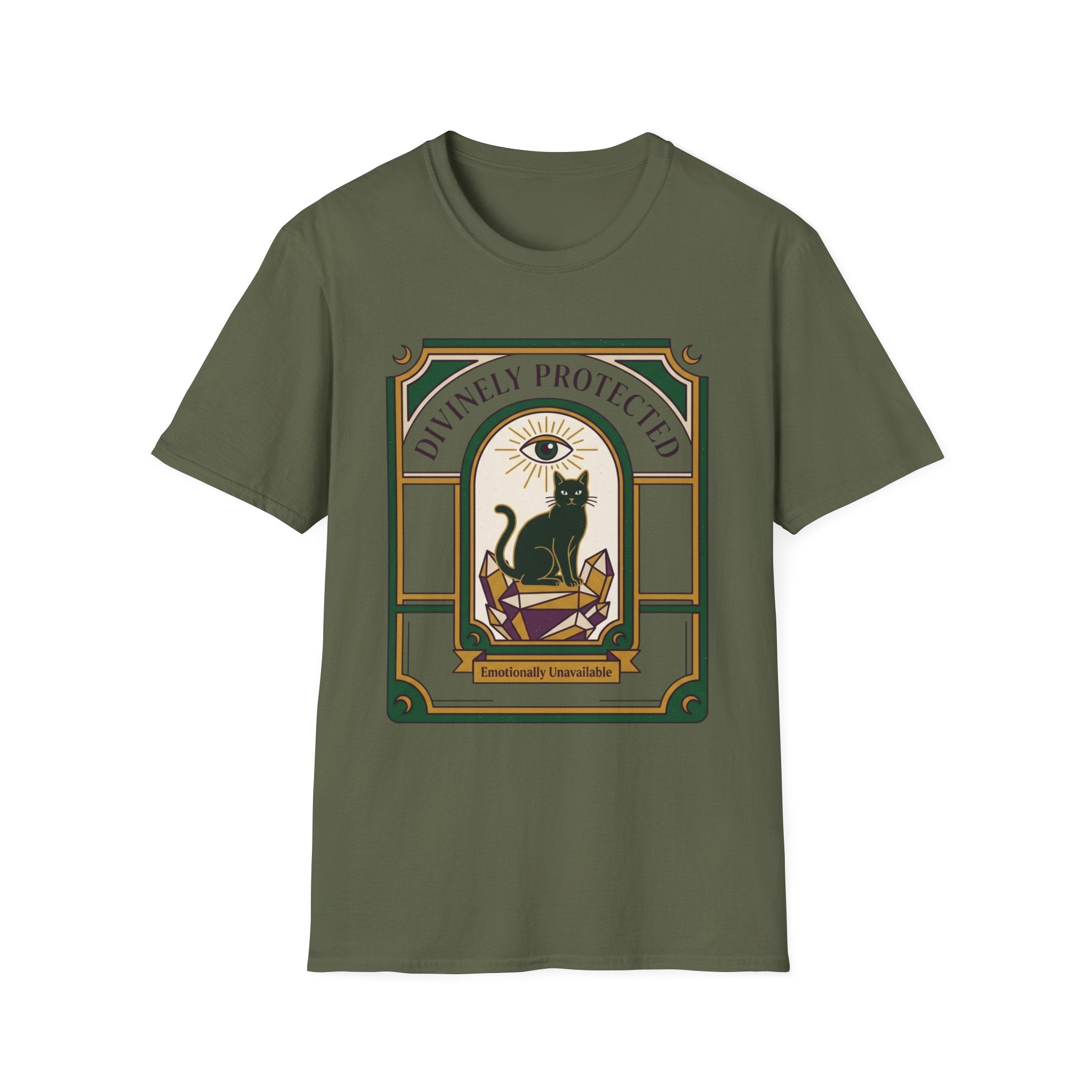 Divinely Protected Cat T-Shirt | Mystical Black Cat Graphic