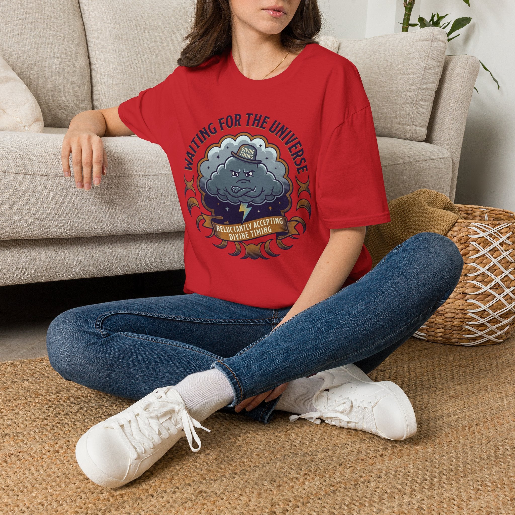 Waiting for the Universe T-Shirt | Moody Cloud Graphic Tee ("Divine Timing")