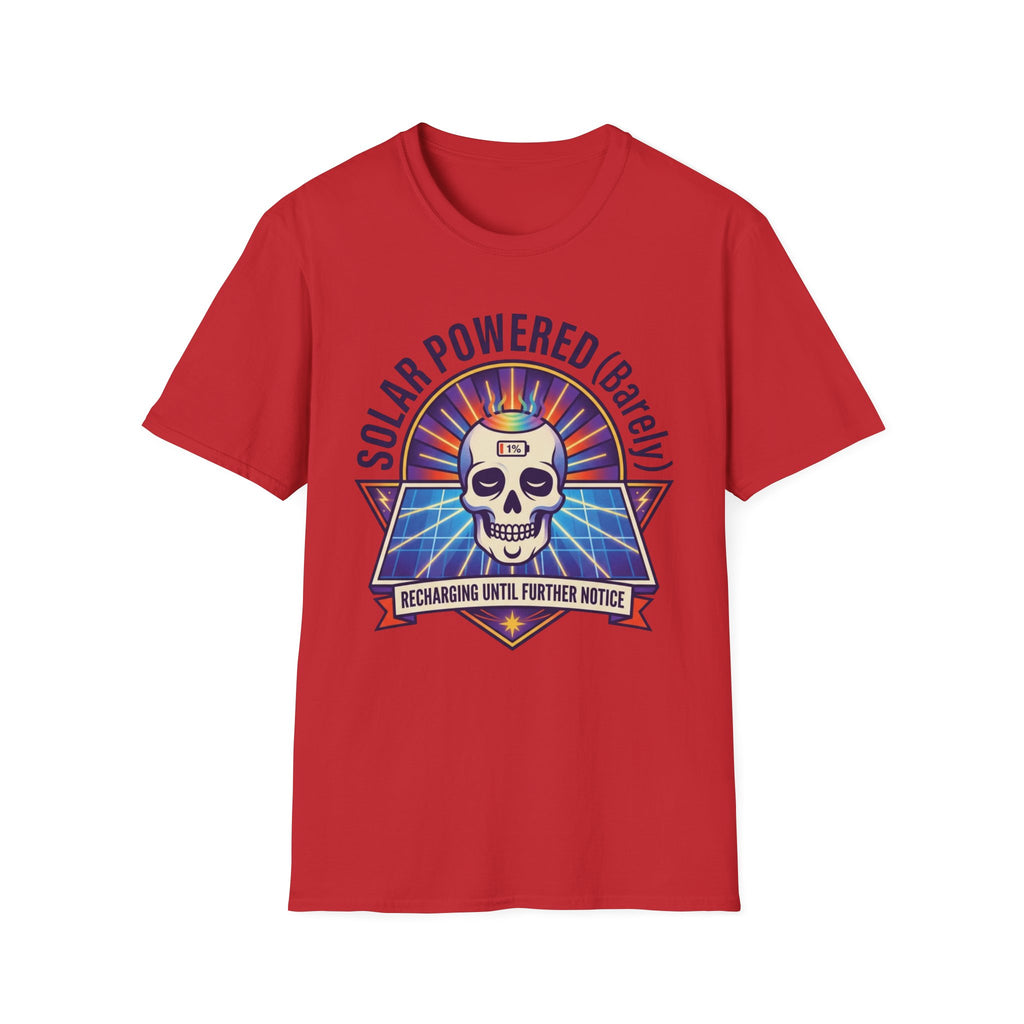 Solar Powered (Barely) T-Shirt | Funny Skull Solar Energy Tee
