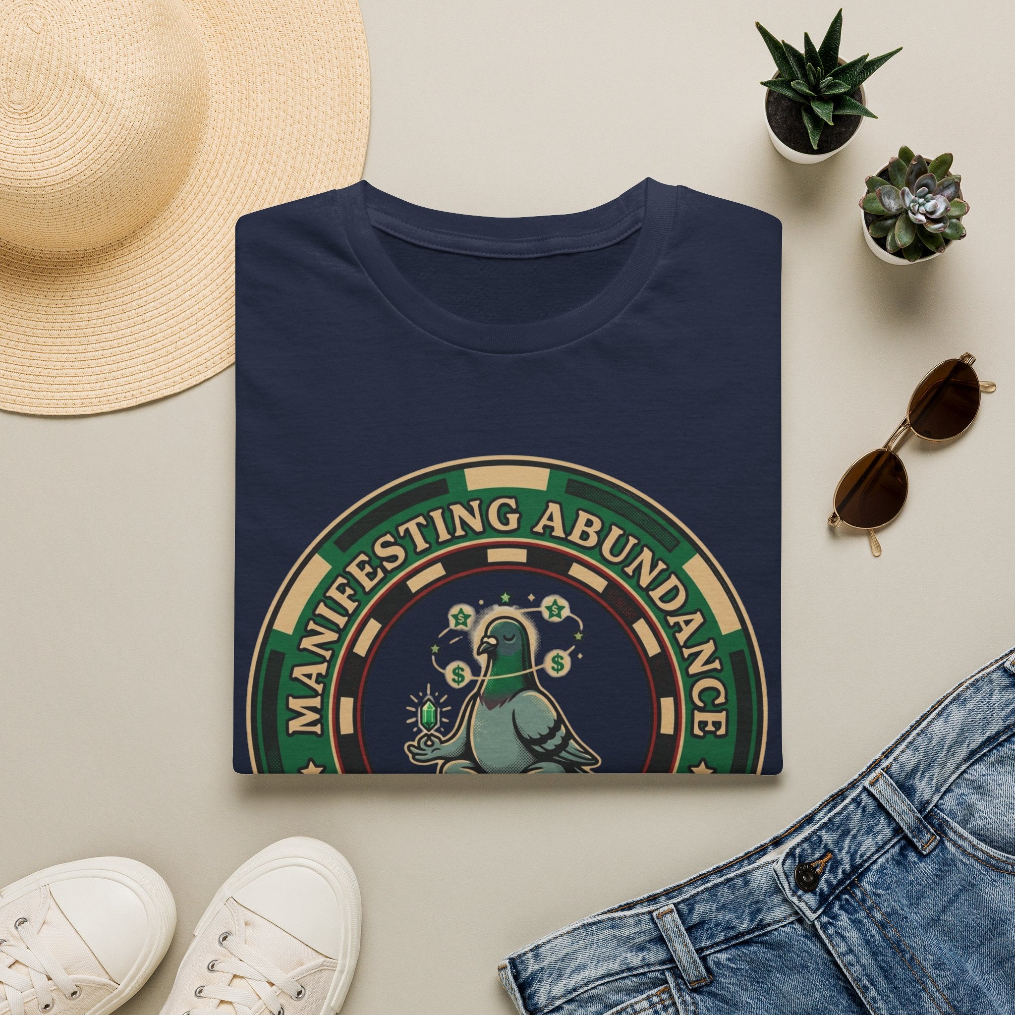 Manifesting Abundance T-Shirt | Cute Pigeon Money Luck Graphic Tee
