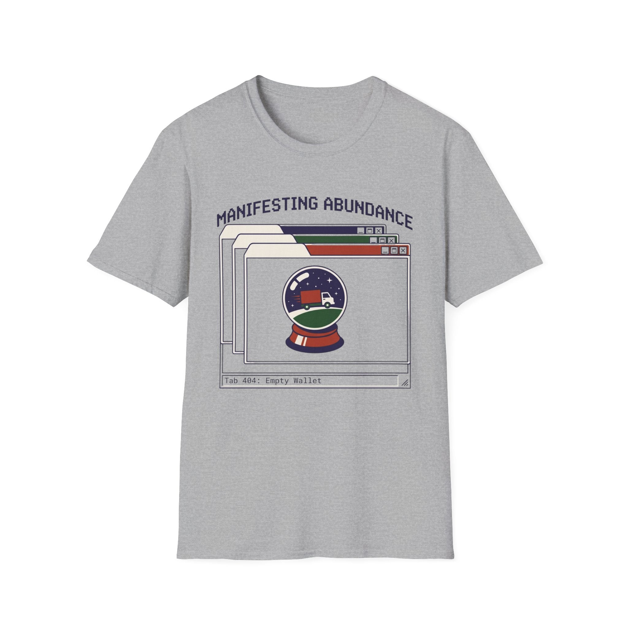 Manifesting Abundance T-Shirt | Retro Crystal Ball & Browser Window Graphic