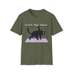 Stretch, Nap, Repeat Cat T-Shirt | Funny Yoga Cat Tee for Cat Lovers