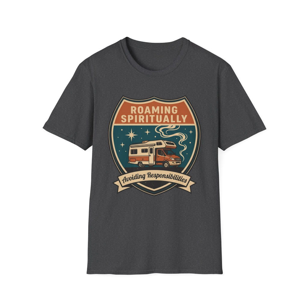 Roaming Spiritually RV Graphic T-Shirt | Vintage Camper Faith Travel Tee
