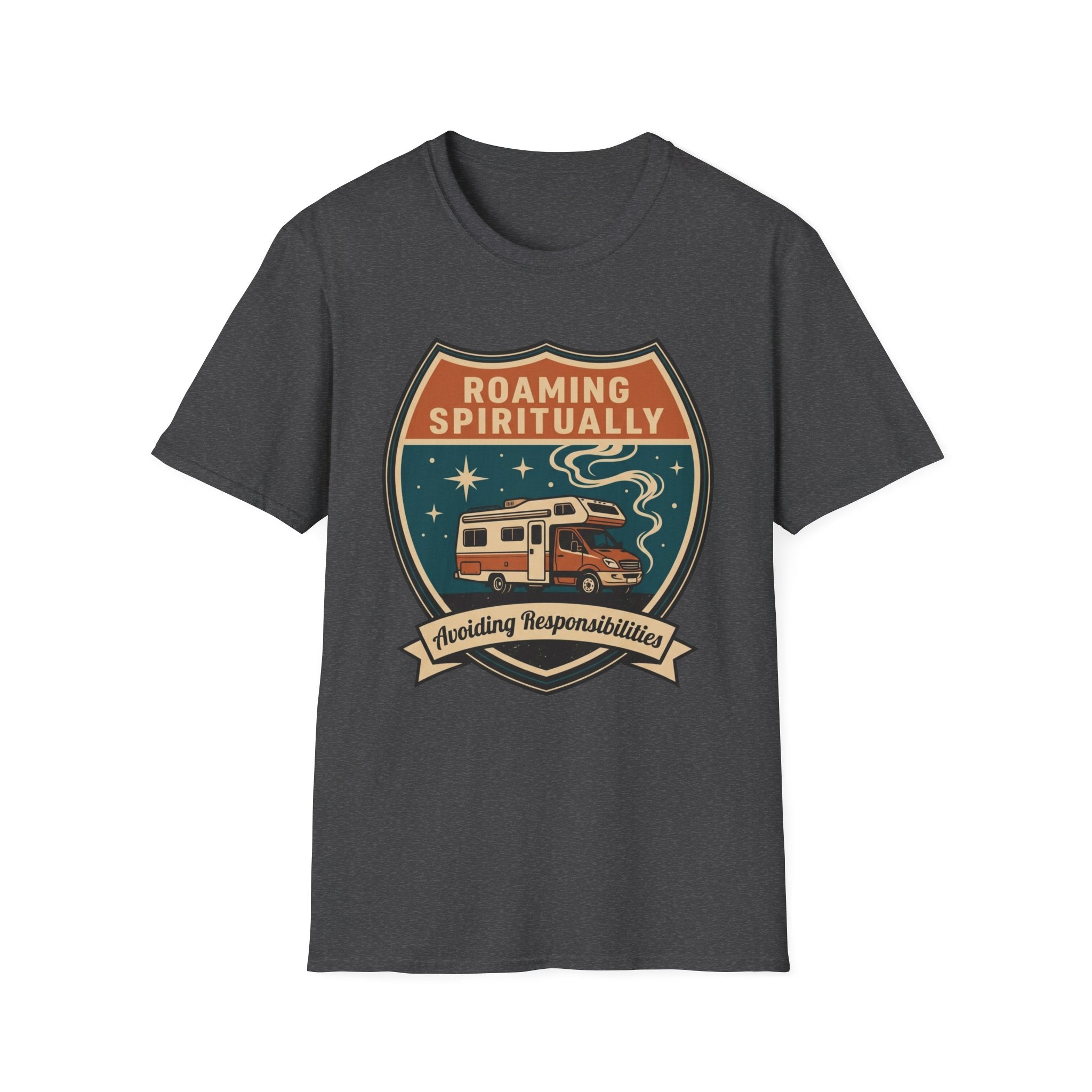 Roaming Spiritually RV Graphic T-Shirt | Vintage Camper Faith Travel Tee