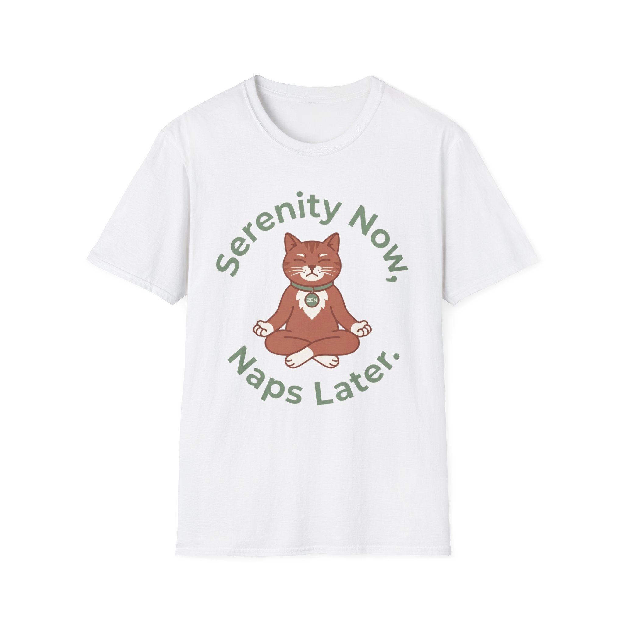 Serenity Now, Naps Later T-Shirt | Cute Meditating Cat Tee