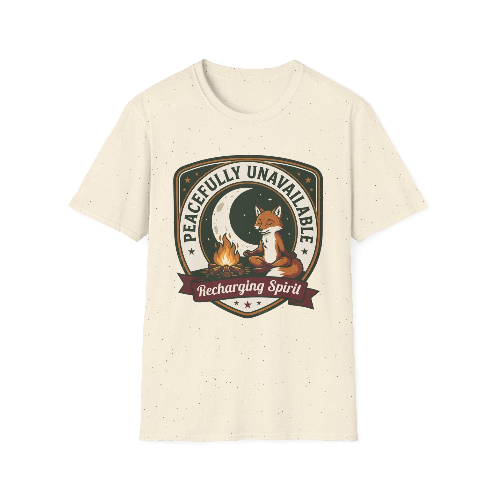 Peacefully Unavailable Fox T-Shirt | 'Recharging Spirit' Cute Night Moon Graphic Tee