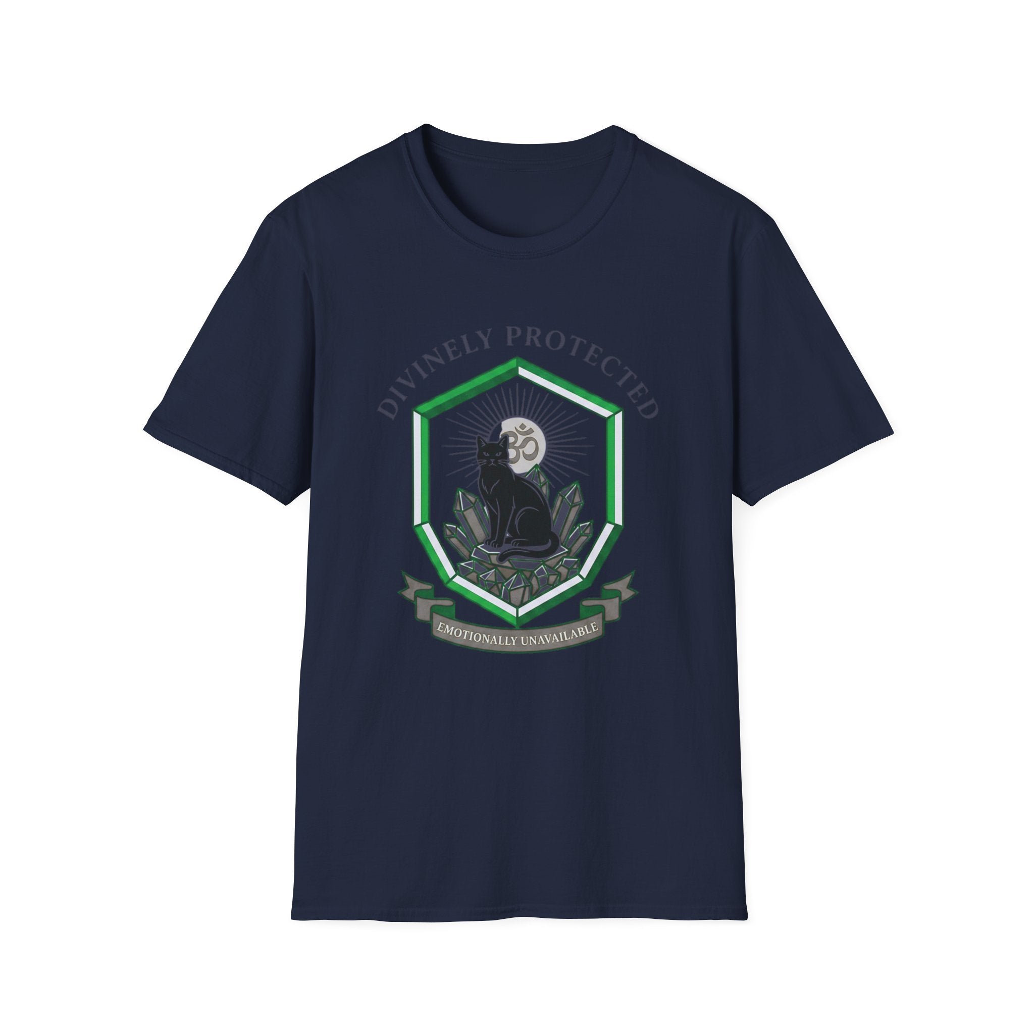 Divinely Protected T-Shirt | Spiritual Black Cat Om Symbol Tee