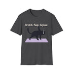 Stretch, Nap, Repeat Cat T-Shirt | Funny Yoga Cat Tee for Cat Lovers