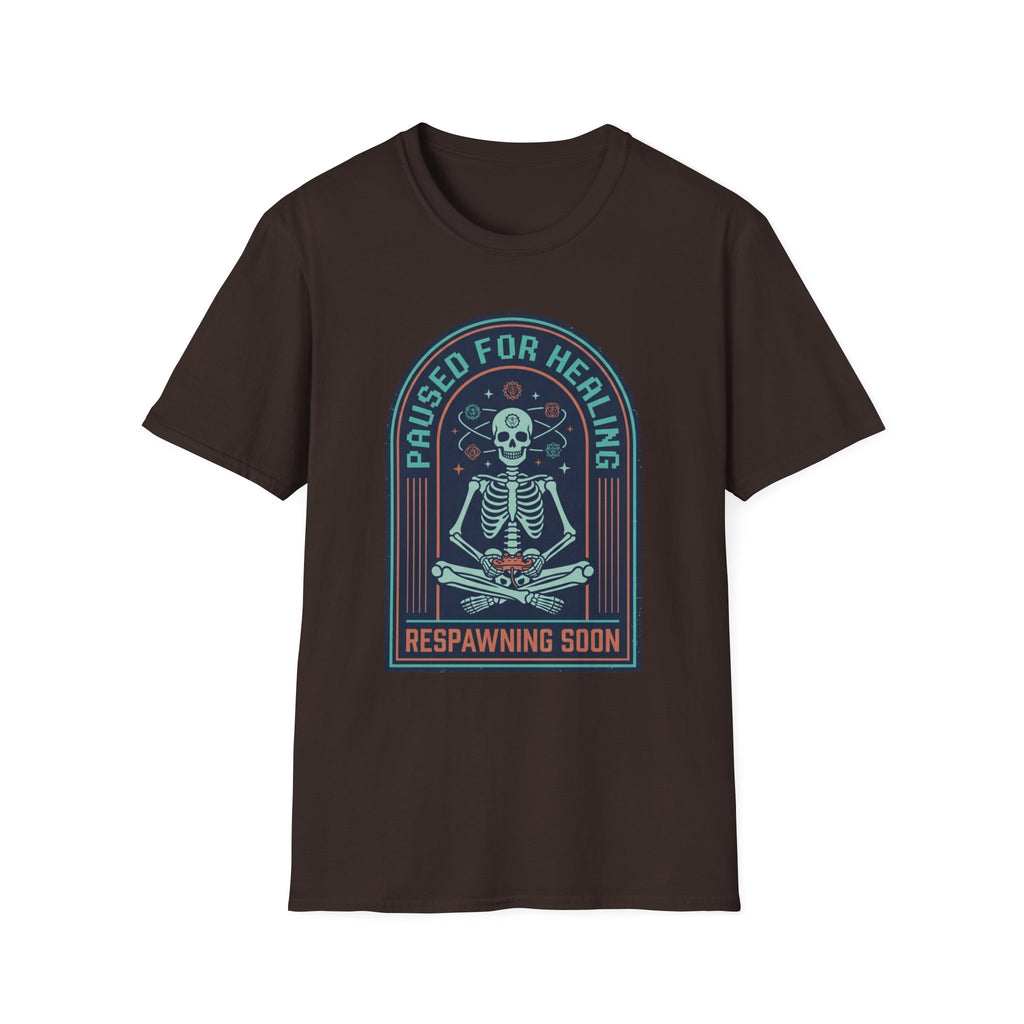 "Paused for Healing, Respawning Soon" Skeleton Graphic T-Shirt