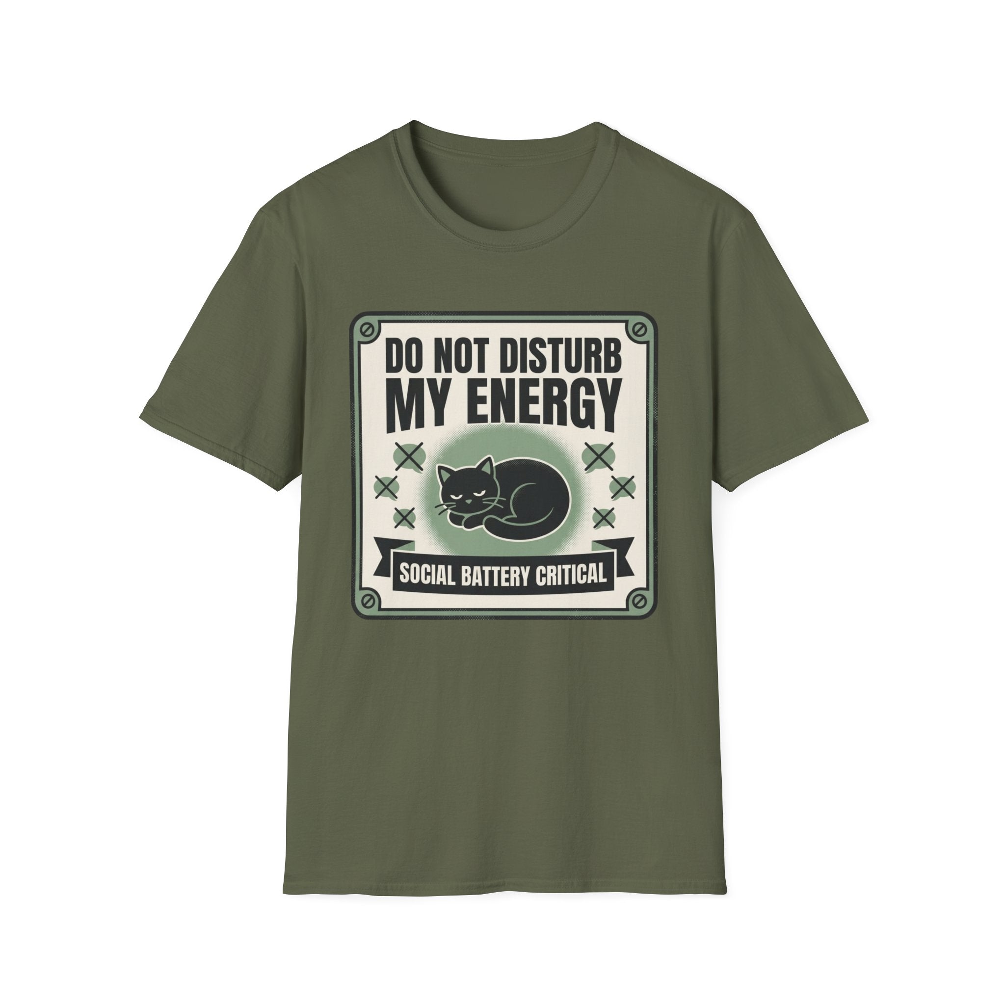 Do Not Disturb My Energy T-Shirt | Cat "Social Battery Critical" Graphic Tee