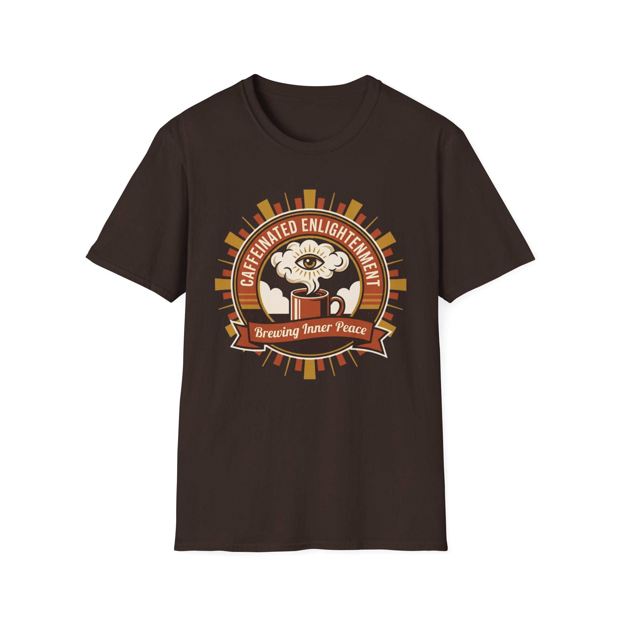 Caffeinated Enlightenment Tee | 'Brewing Inner Peace' Coffee Graphic T-Shirt