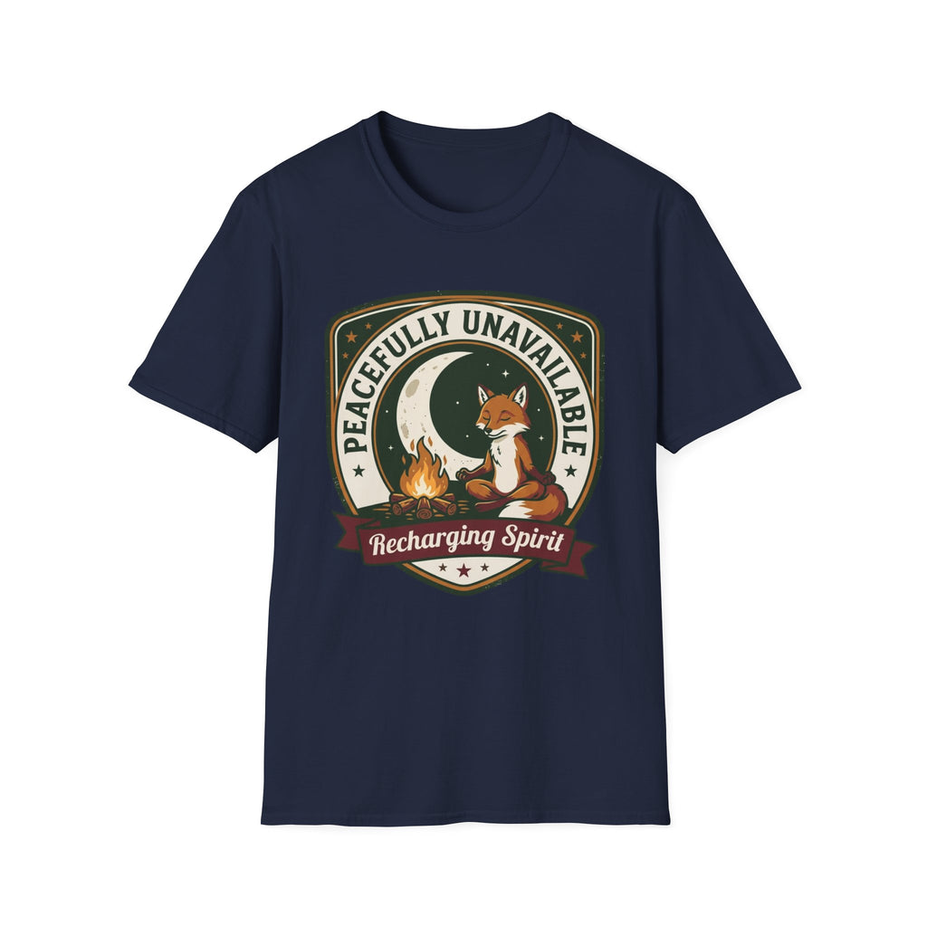 Peacefully Unavailable Fox T-Shirt | 'Recharging Spirit' Cute Night Moon Graphic Tee