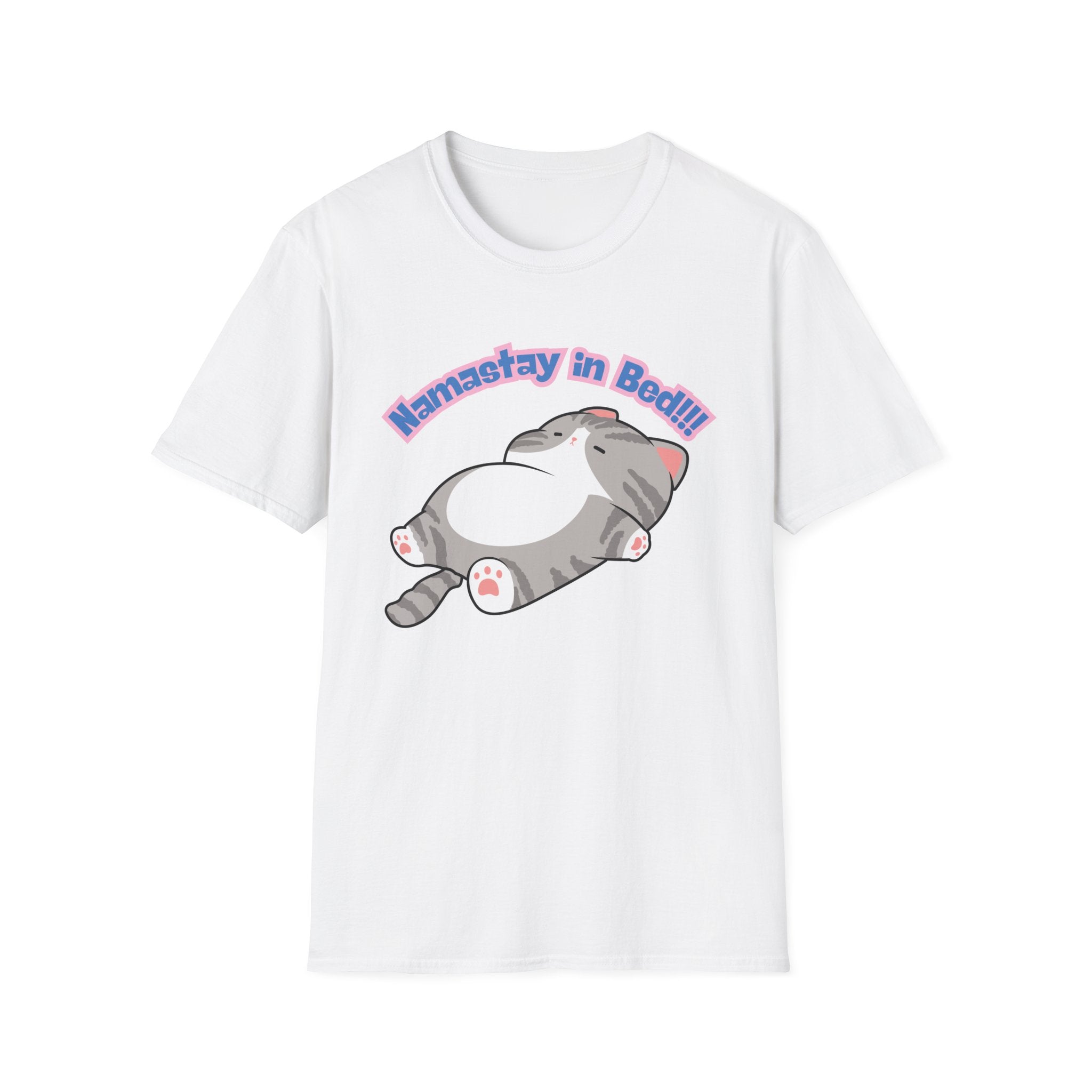 Namastay in Bed T-Shirt | Cute Lazy Cat Graphic Tee
