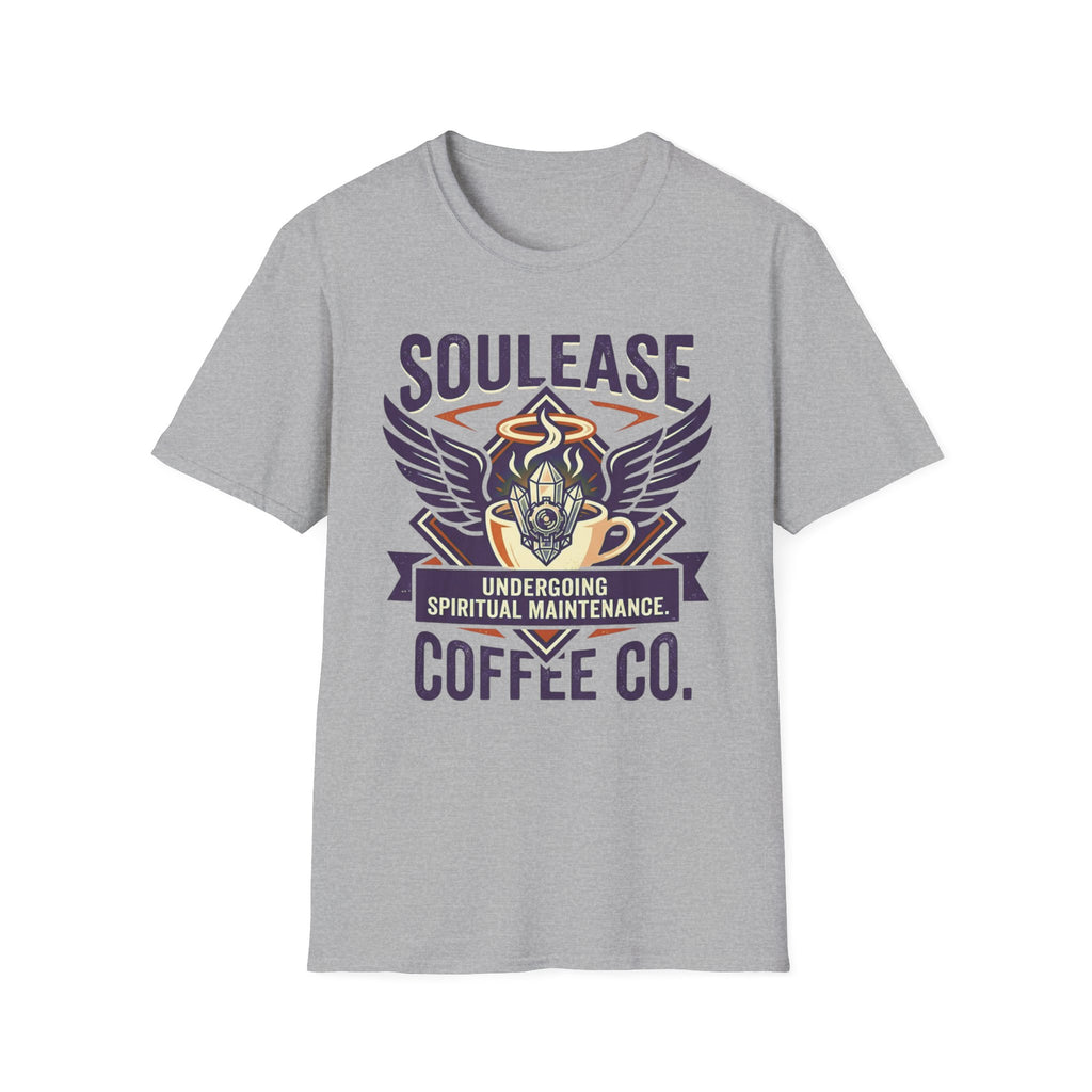 Soulease Coffee Co. T-Shirt | 'Undergoing Spiritual Maintenance' Winged Coffee Logo