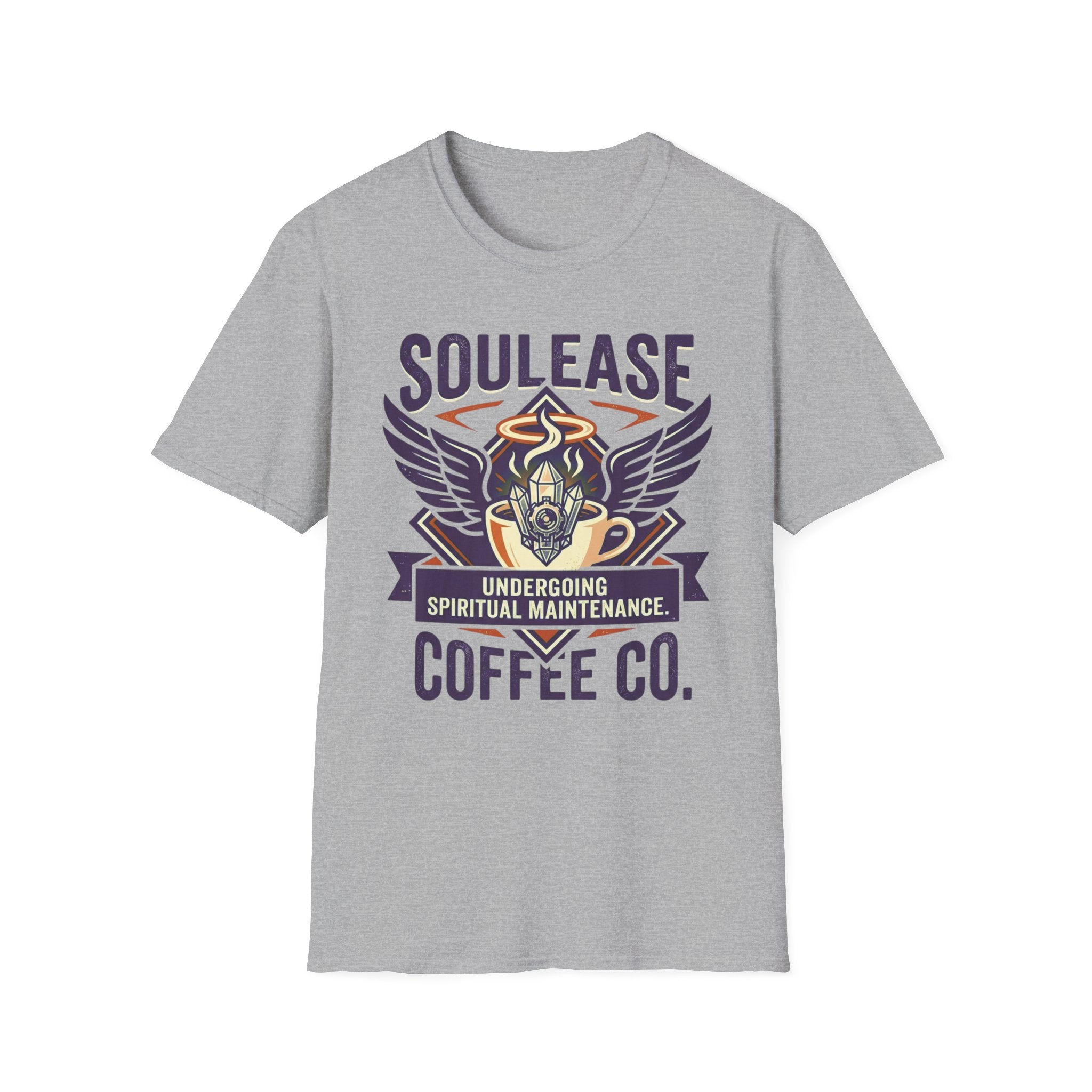 Soulease Coffee Co. T-Shirt | 'Undergoing Spiritual Maintenance' Winged Coffee Logo