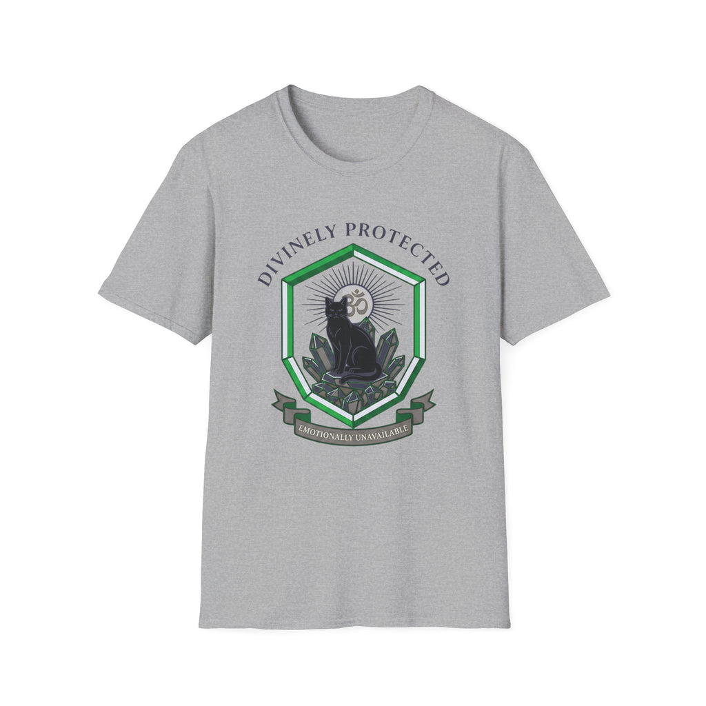Divinely Protected T-Shirt | Spiritual Black Cat Om Symbol Tee