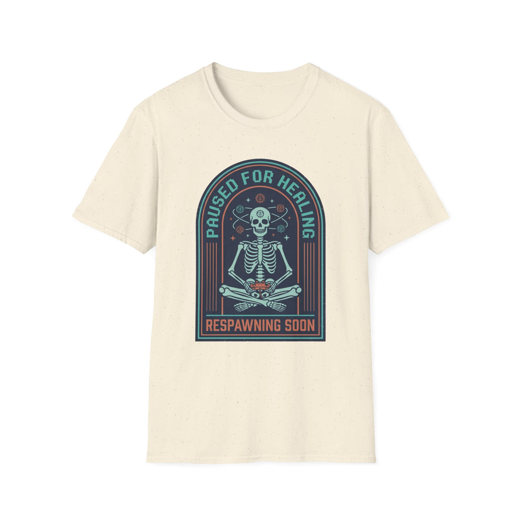 "Paused for Healing, Respawning Soon" Skeleton Graphic T-Shirt