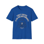 Buddha Coffee T-Shirt | "First Coffee, Then Enlightenment" Relaxed Tee