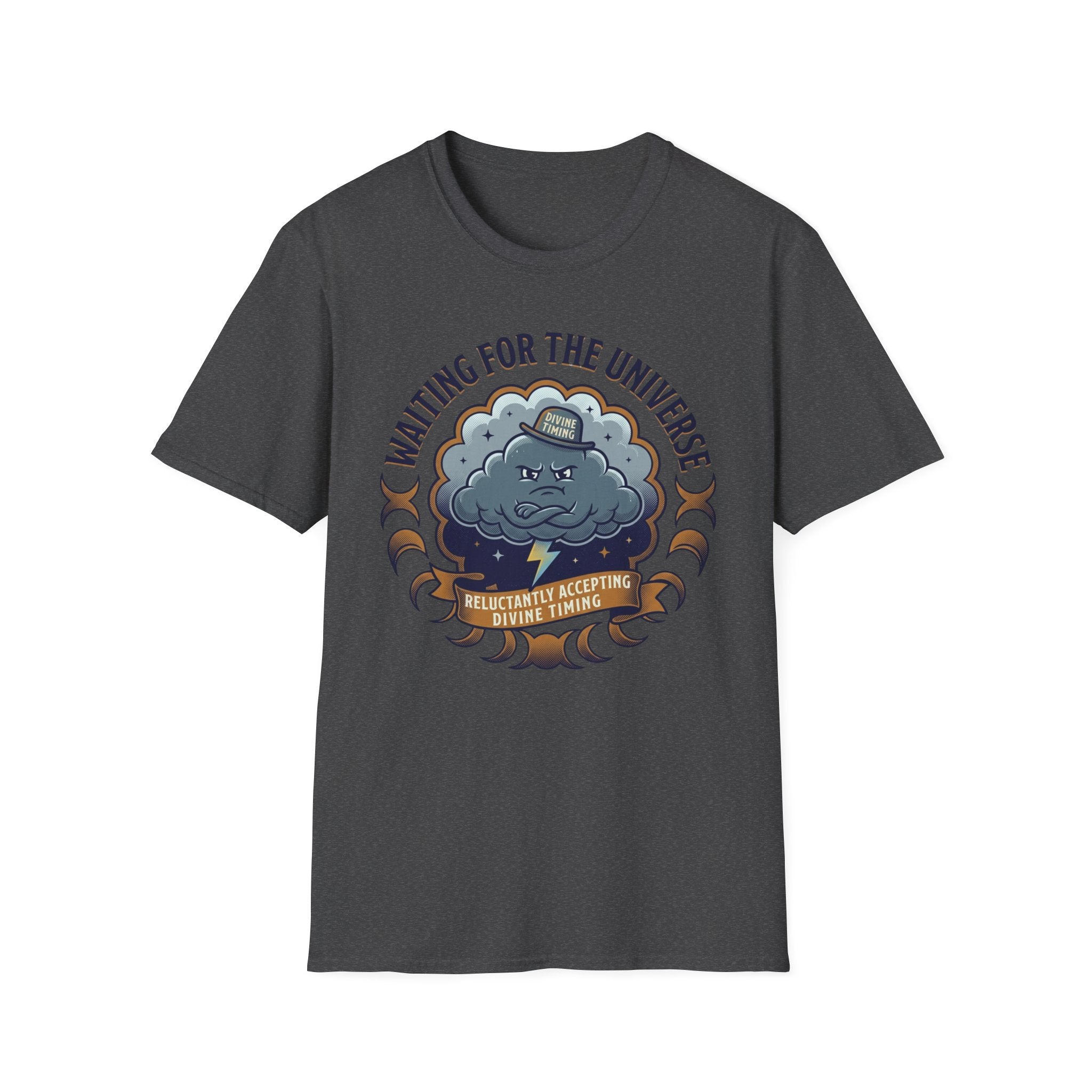 Waiting for the Universe T-Shirt | Moody Cloud Graphic Tee ("Divine Timing")