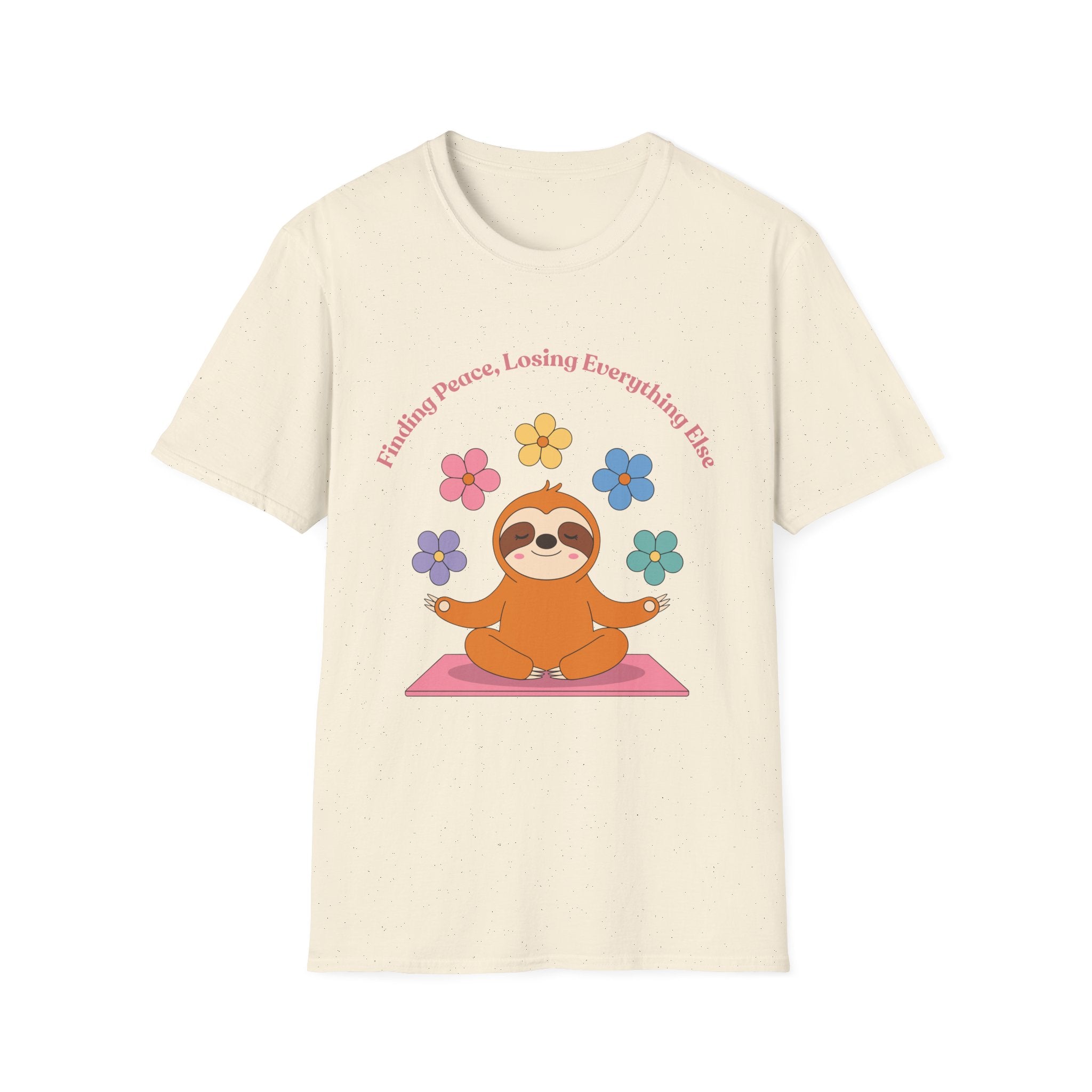 Sloth Yoga T‑Shirt | "Finding Peace, Losing Everything Else" Cute Floral Meditation Tee