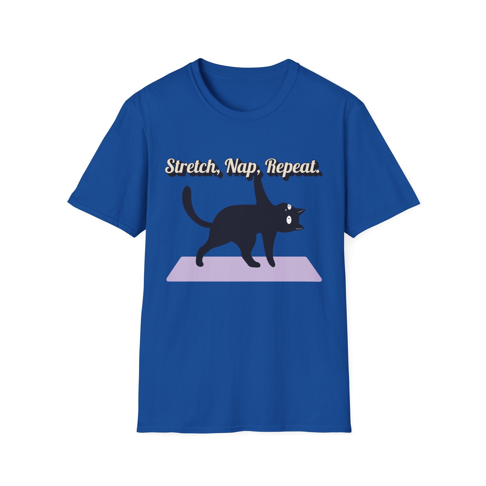 Stretch, Nap, Repeat Cat T-Shirt | Funny Yoga Cat Tee for Cat Lovers