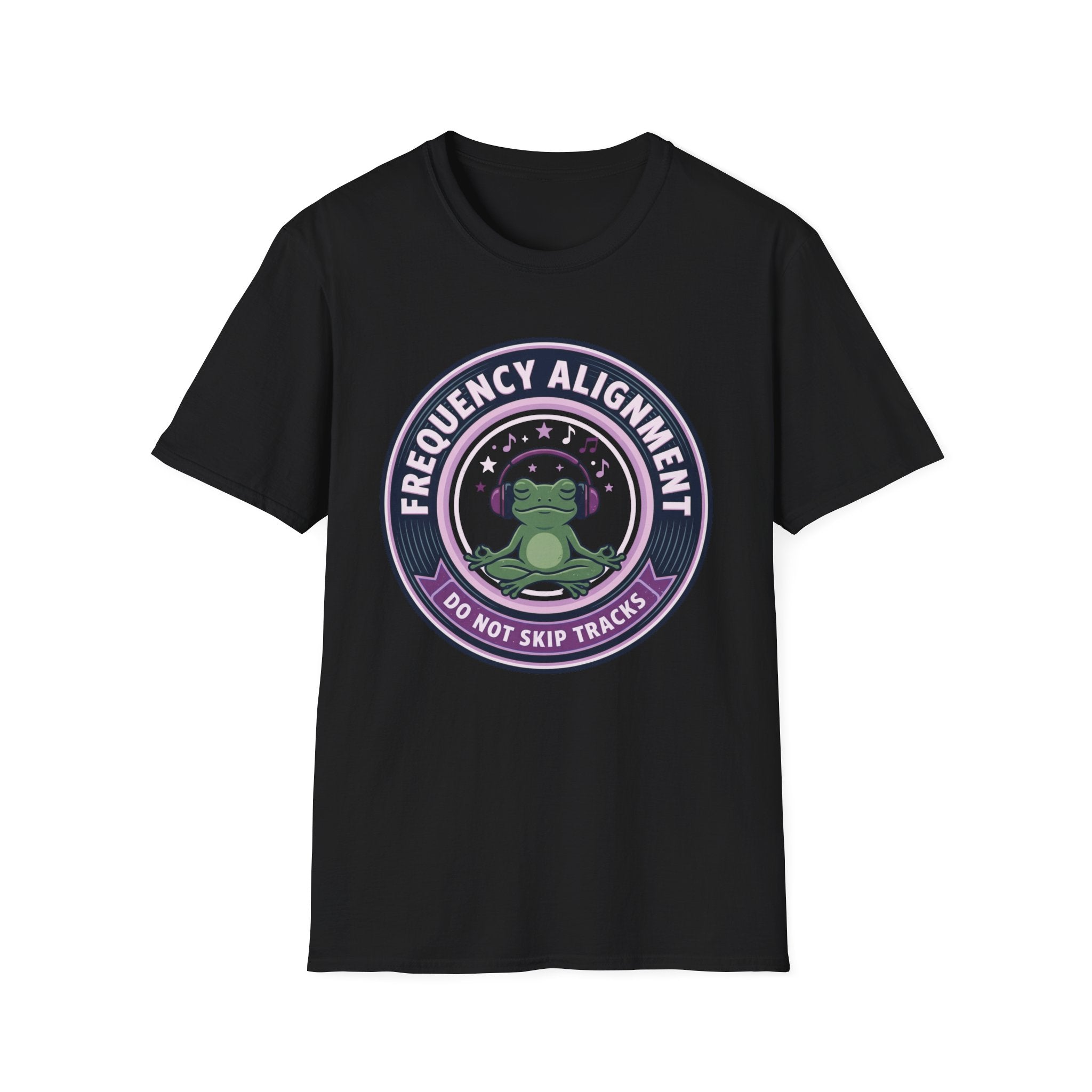 Frequency Alignment T-Shirt | Frog with Headphones “Do Not Skip Tracks”