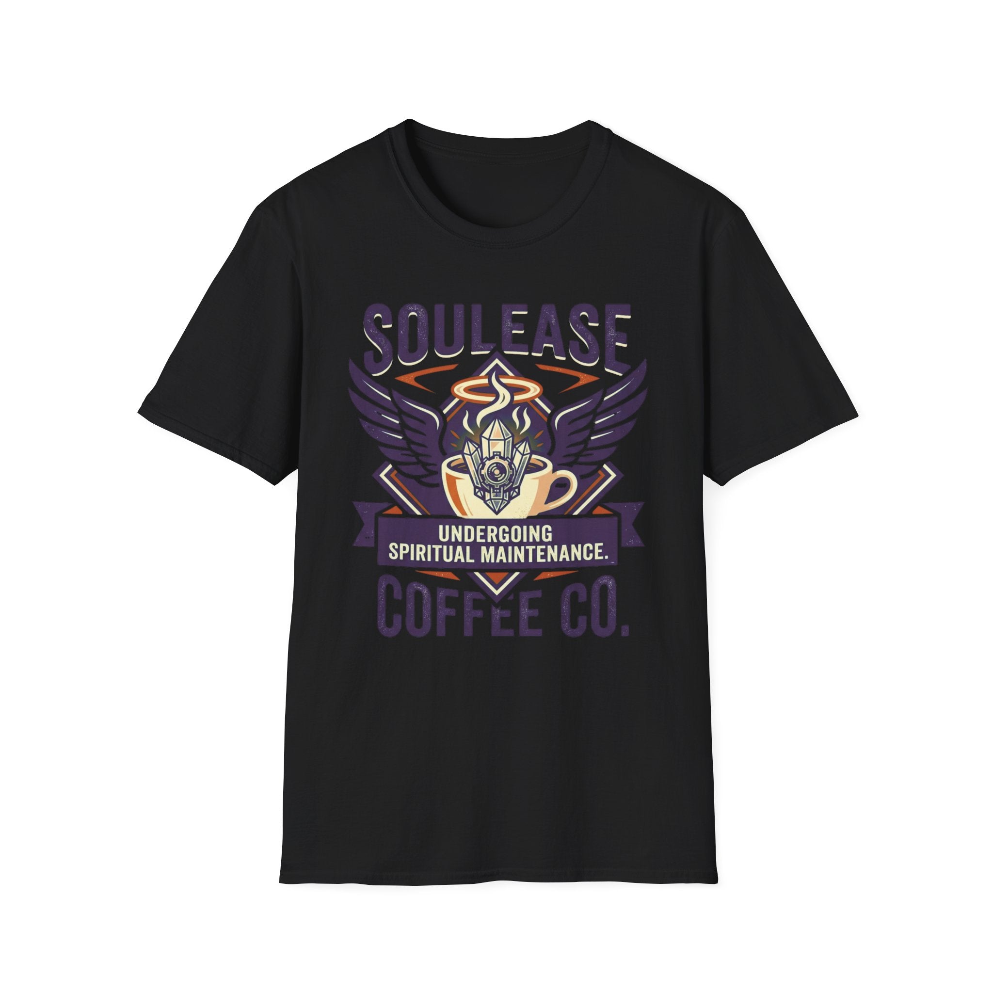 Soulease Coffee Co. T-Shirt | 'Undergoing Spiritual Maintenance' Winged Coffee Logo