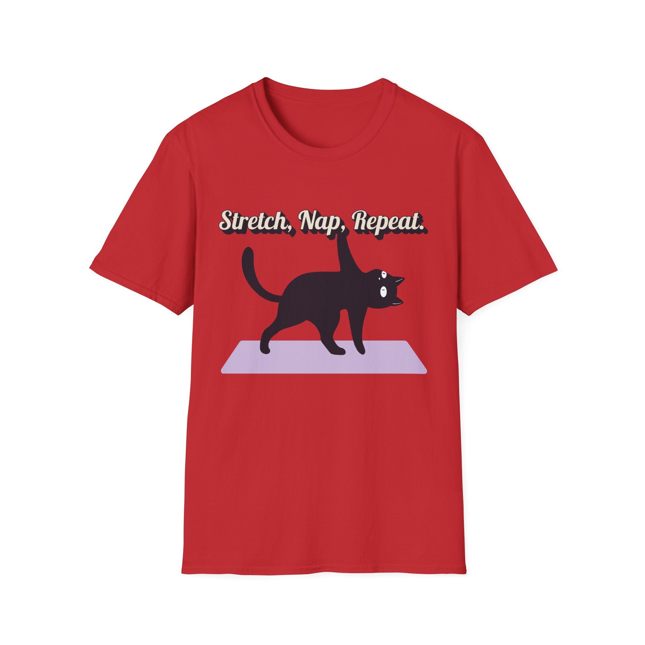 Stretch, Nap, Repeat Cat T-Shirt | Funny Yoga Cat Tee for Cat Lovers