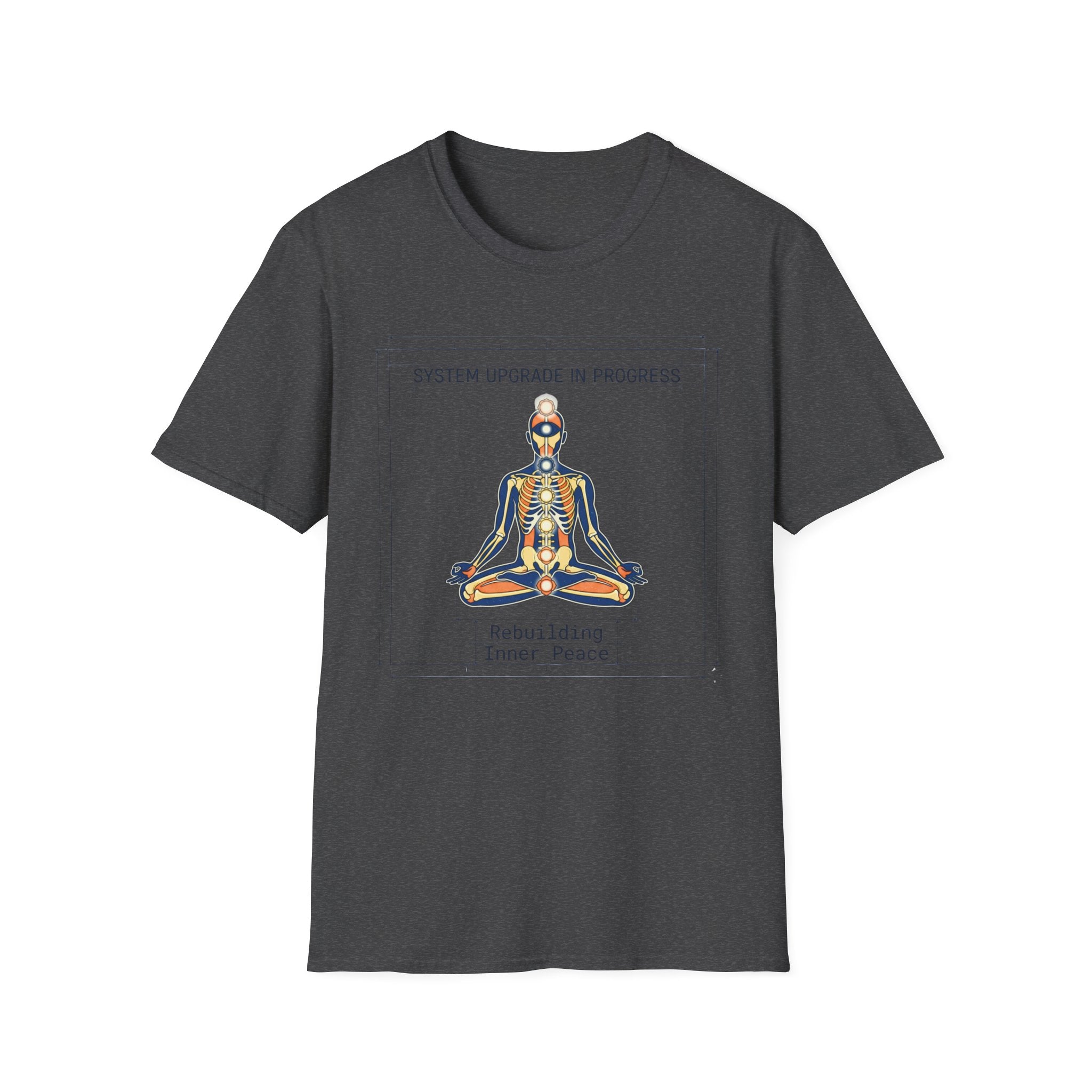 System Upgrade In Progress T-Shirt | Chakra Meditation Skeleton Graphic