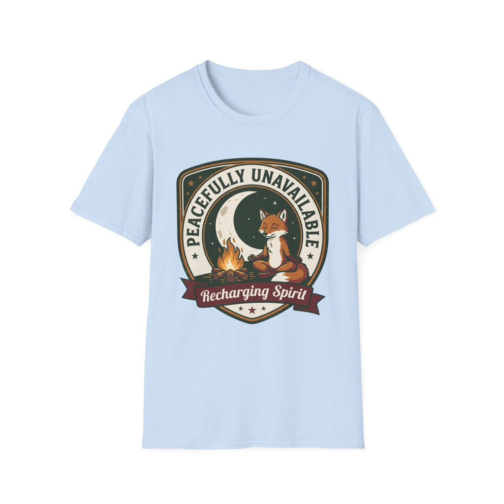 Peacefully Unavailable Fox T-Shirt | 'Recharging Spirit' Cute Night Moon Graphic Tee