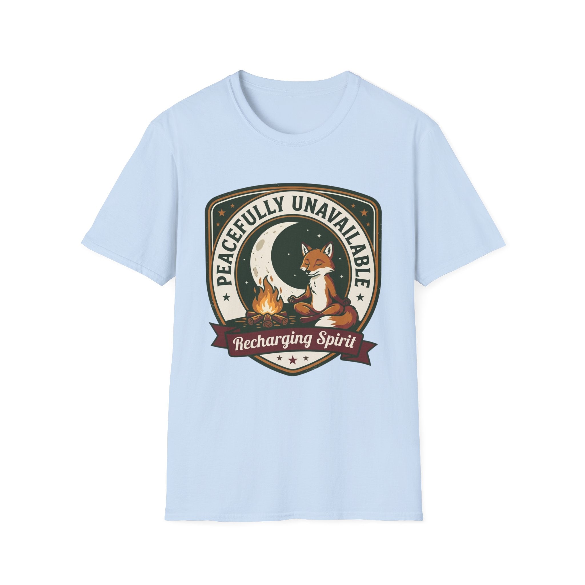 Peacefully Unavailable Fox T-Shirt | 'Recharging Spirit' Cute Night Moon Graphic Tee