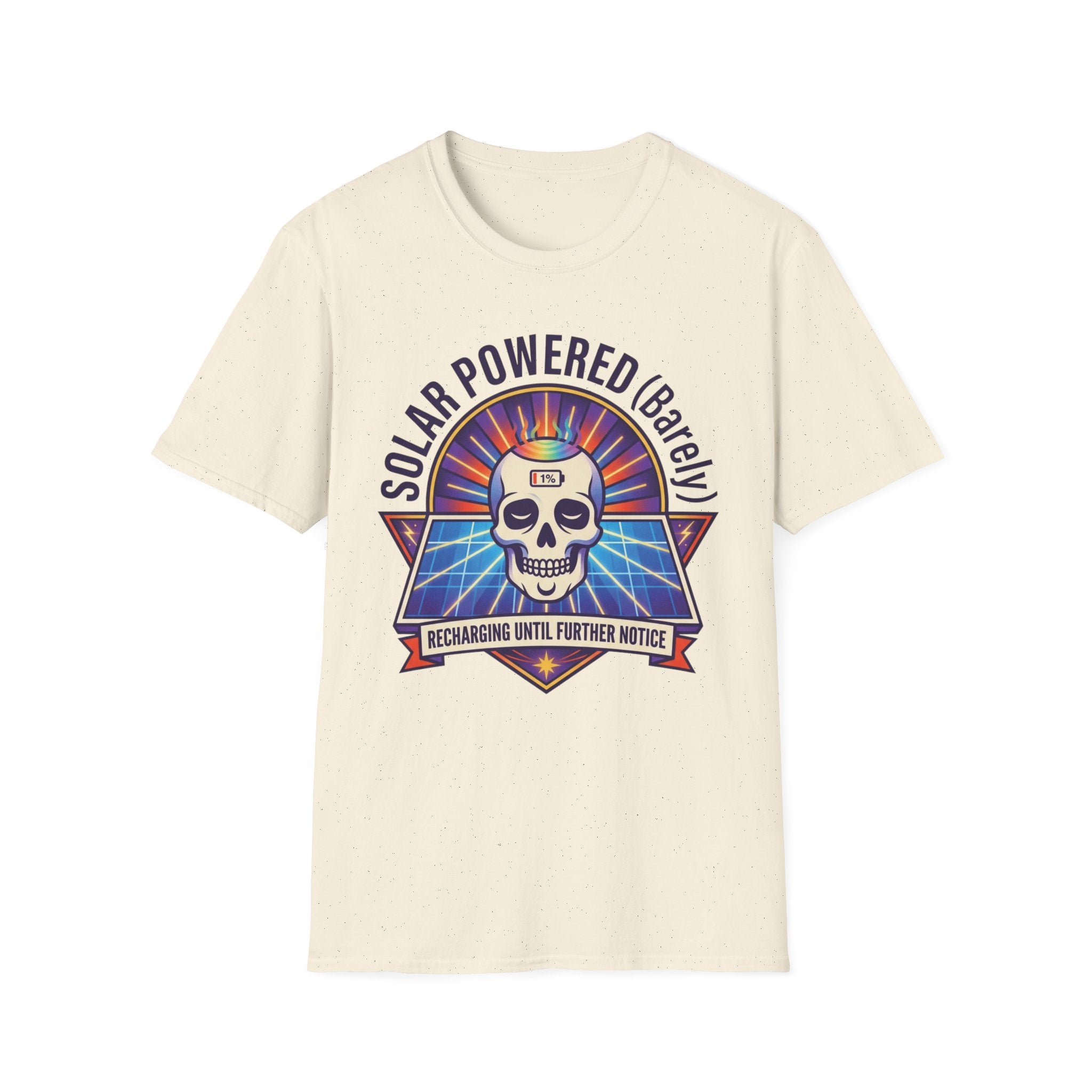 Solar Powered (Barely) T-Shirt | Funny Skull Solar Energy Tee
