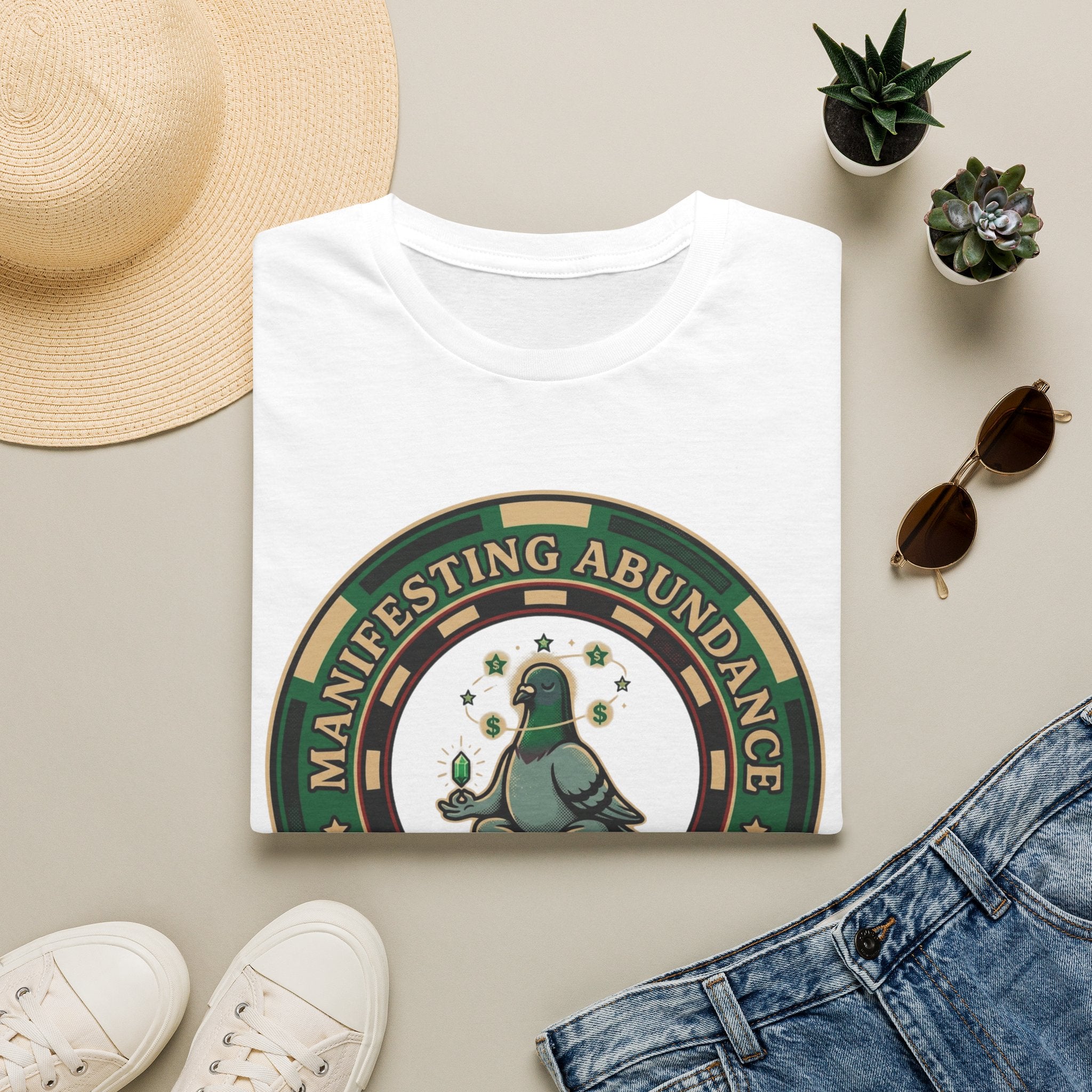 Manifesting Abundance T-Shirt | Cute Pigeon Money Luck Graphic Tee