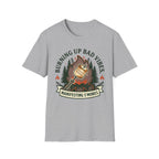 Manifesting S'mores T-Shirt — "Burning Up Bad Vibes" Camping Graphic Tee