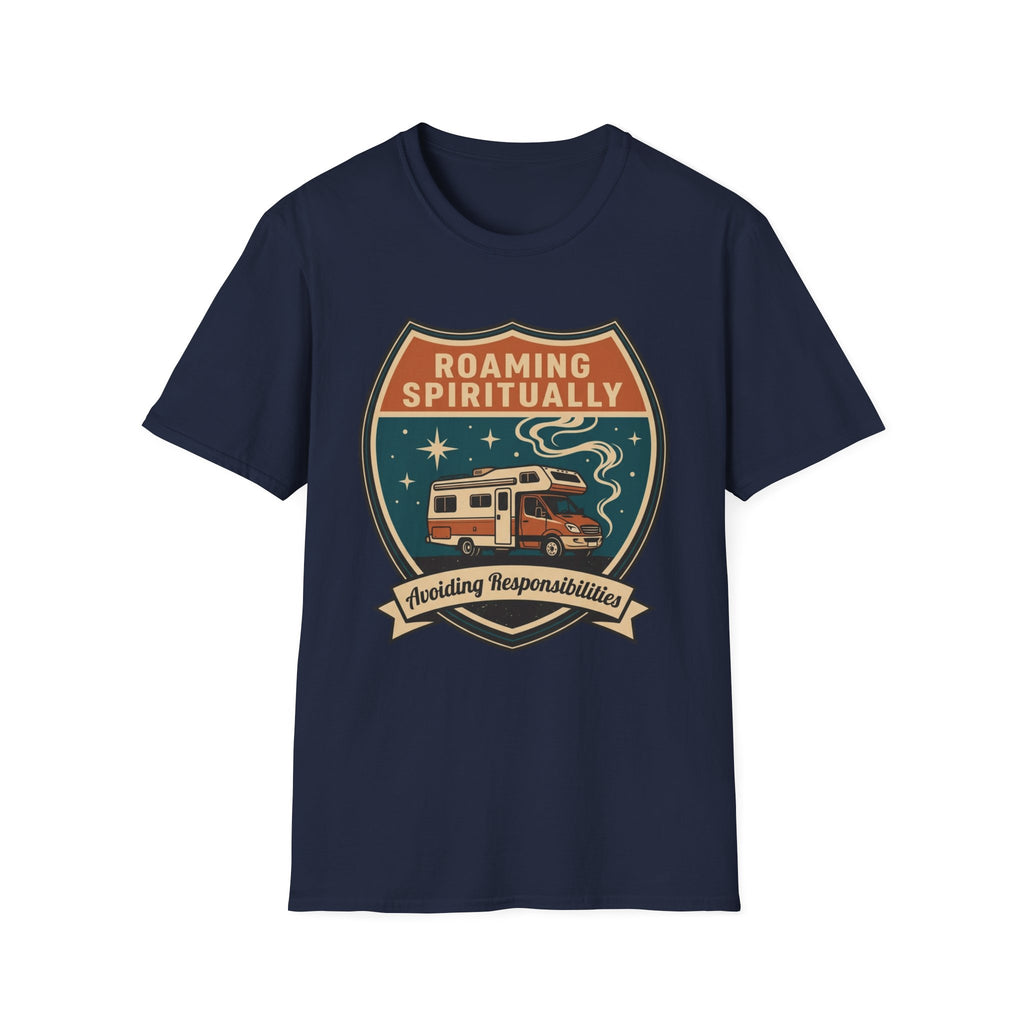 Roaming Spiritually RV Graphic T-Shirt | Vintage Camper Faith Travel Tee