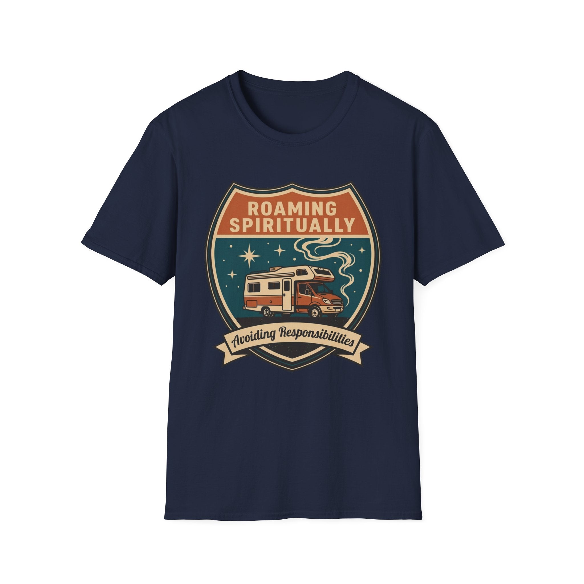 Roaming Spiritually RV Graphic T-Shirt | Vintage Camper Faith Travel Tee