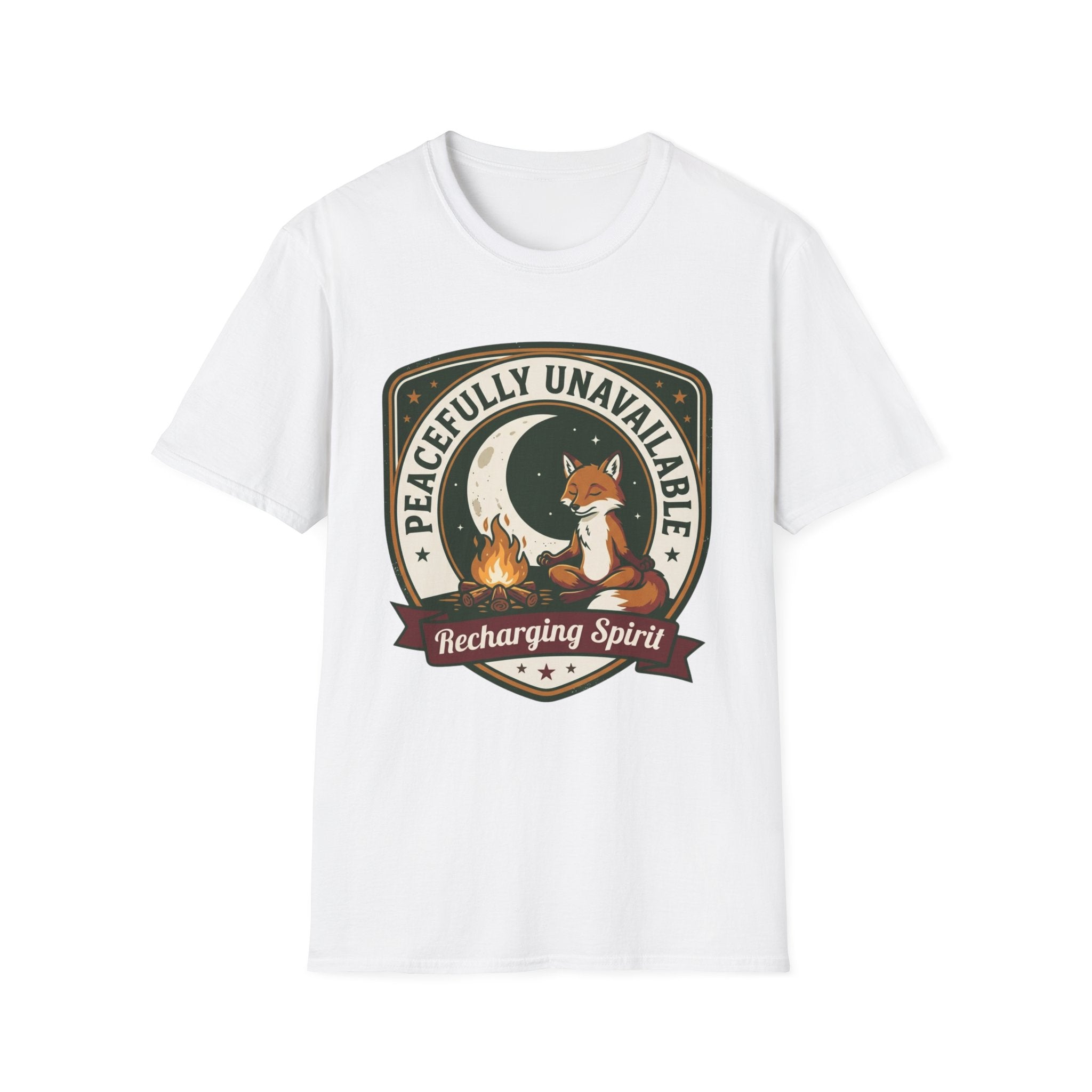 Peacefully Unavailable Fox T-Shirt | 'Recharging Spirit' Cute Night Moon Graphic Tee
