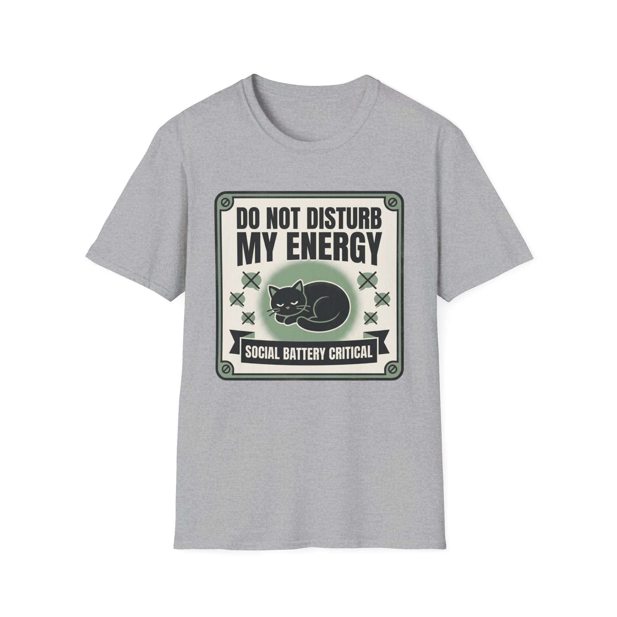 Do Not Disturb My Energy T-Shirt | Cat "Social Battery Critical" Graphic Tee