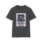 Astral Shipment T-Shirt | "Fragile: Maintaining Better Vibes" Cosmic Luggage Tee