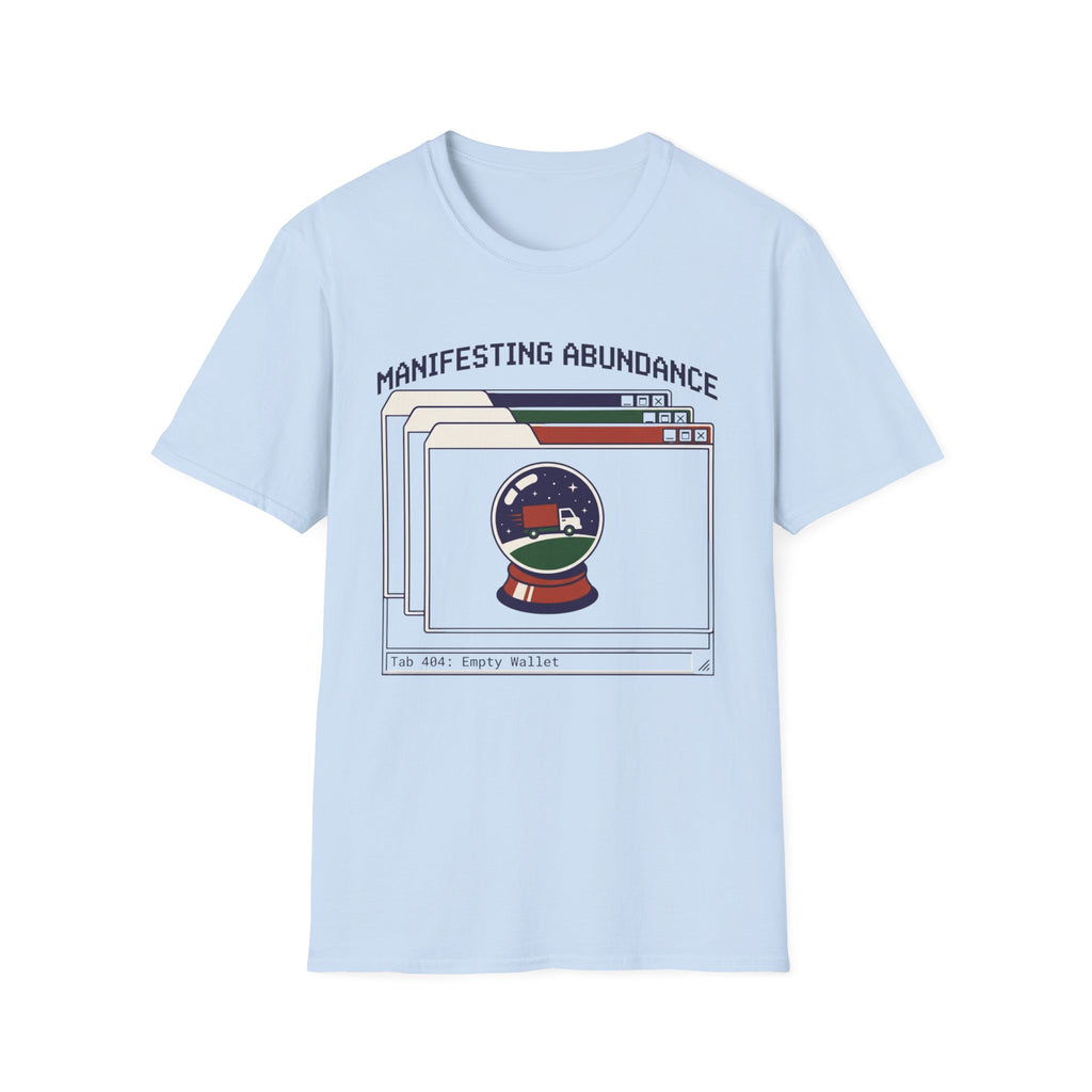 Manifesting Abundance T-Shirt | Retro Crystal Ball & Browser Window Graphic