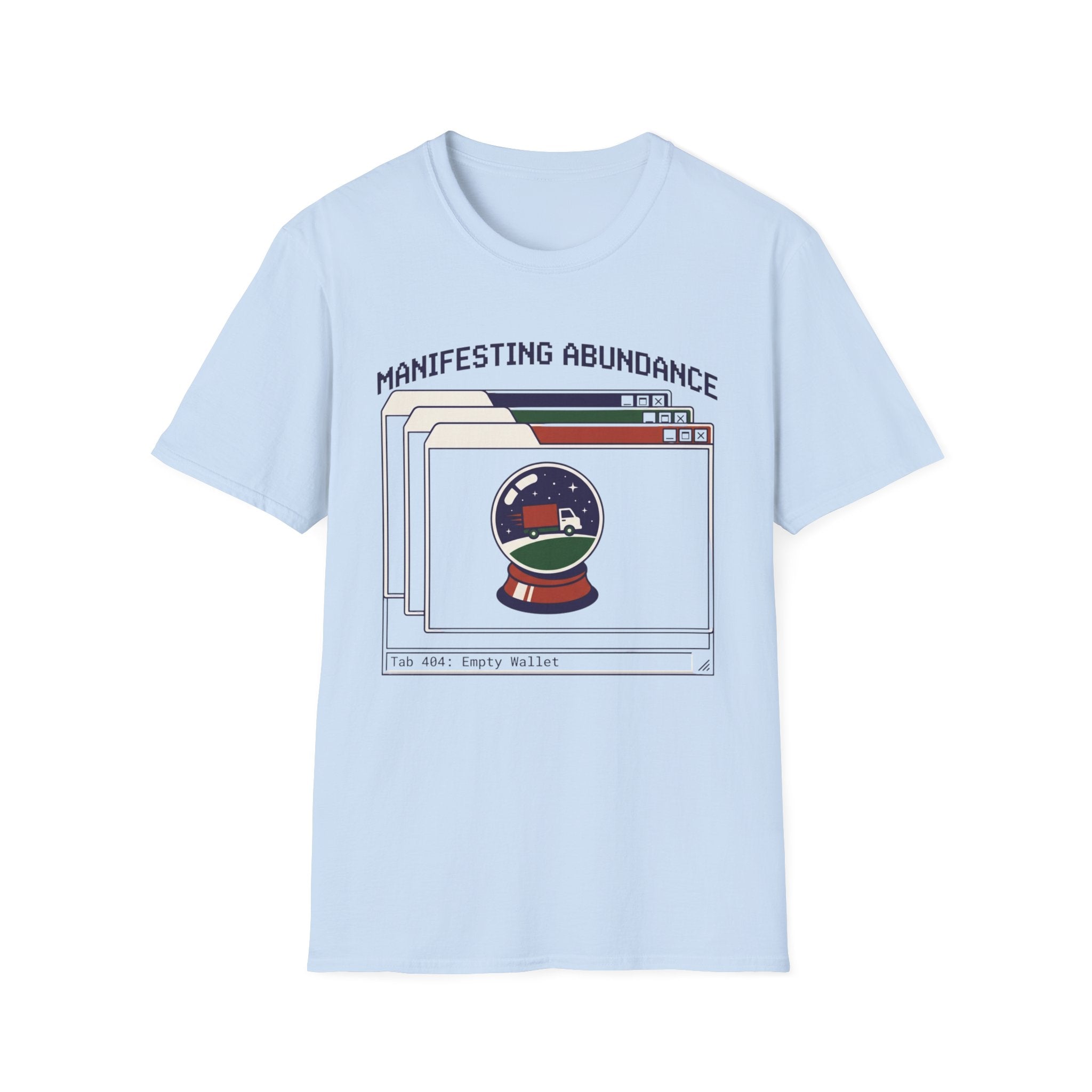Manifesting Abundance T-Shirt | Retro Crystal Ball & Browser Window Graphic