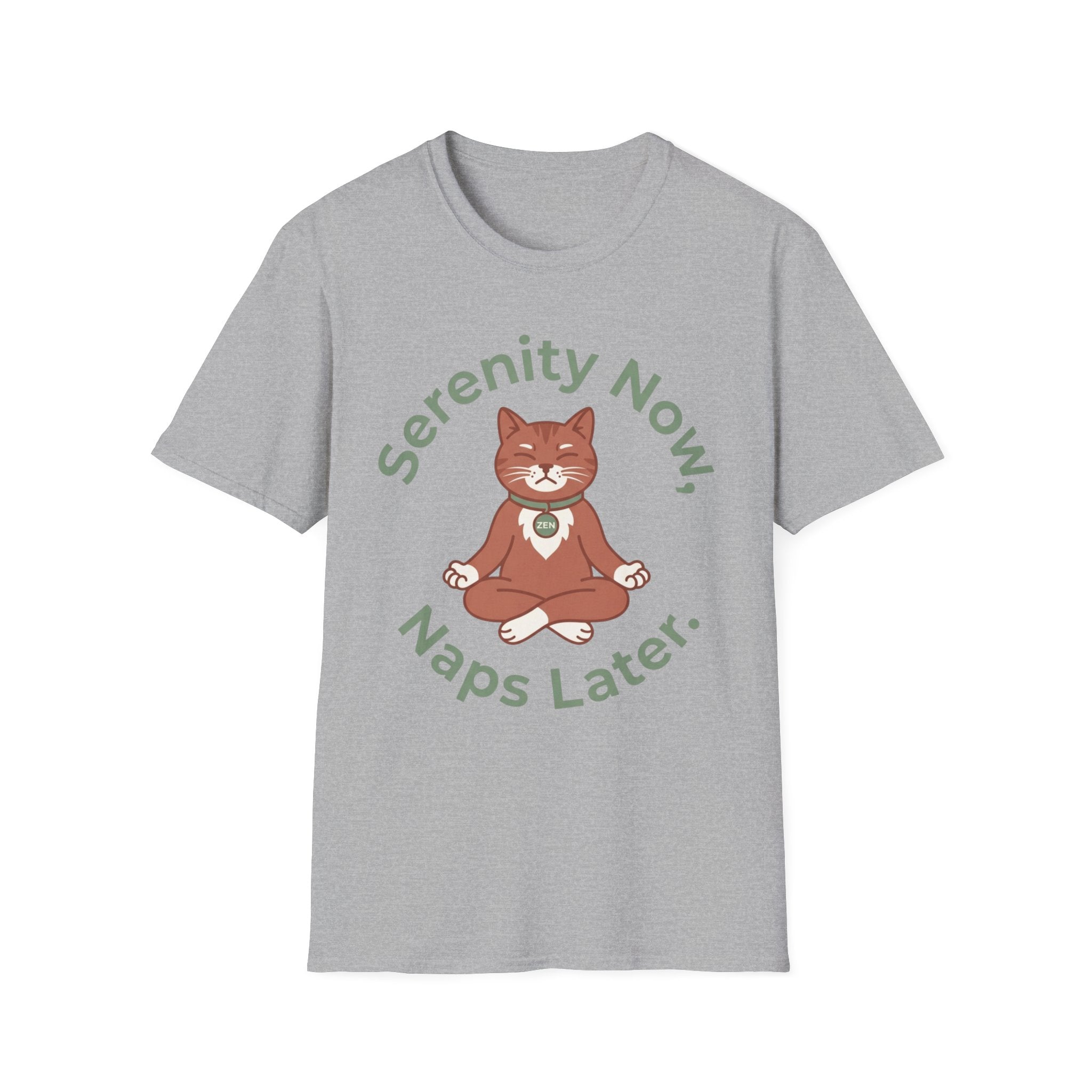 Serenity Now, Naps Later T-Shirt | Cute Meditating Cat Tee