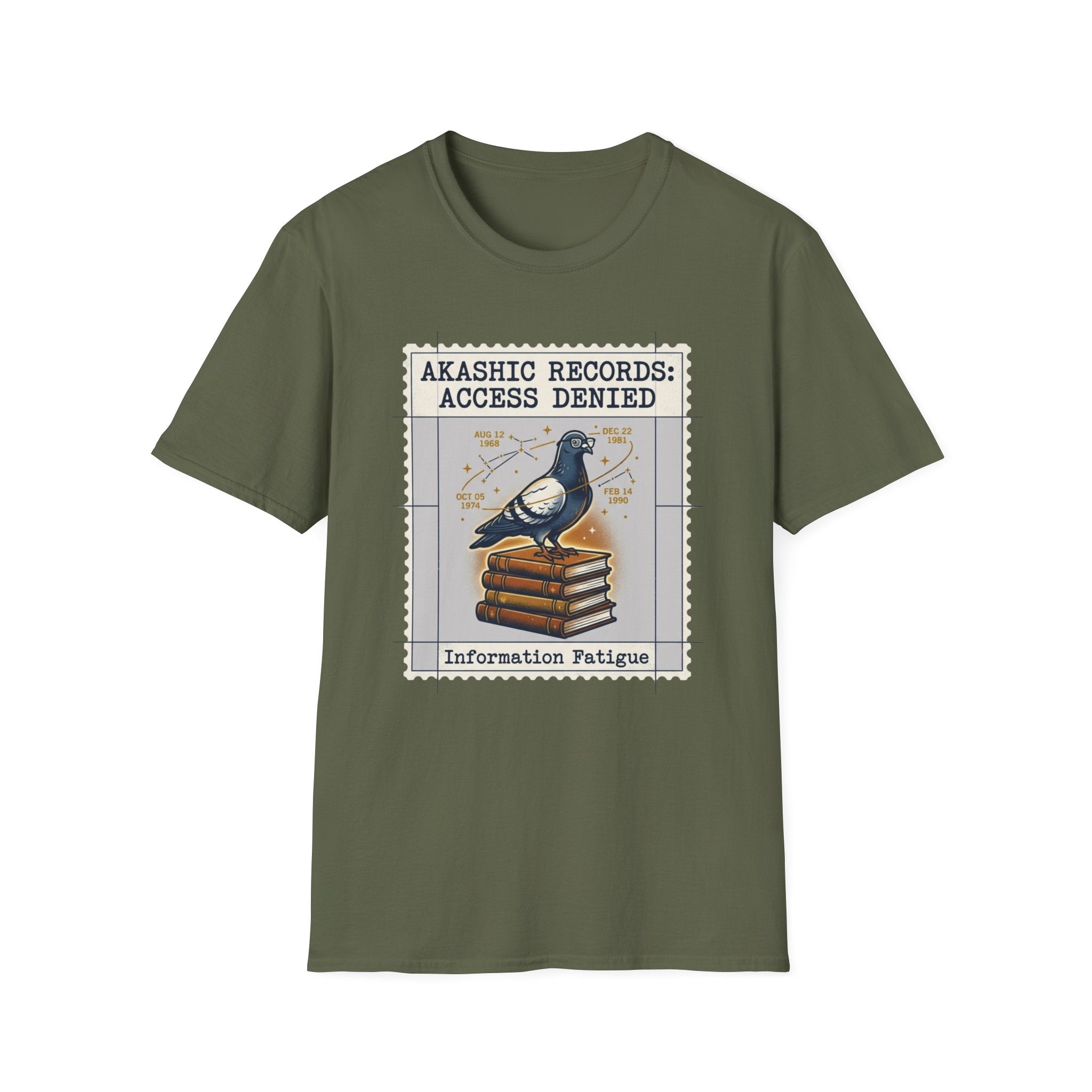 Akashic Records Access Denied T-Shirt | Vintage Pigeon & Books Spiritual Graphic Tee