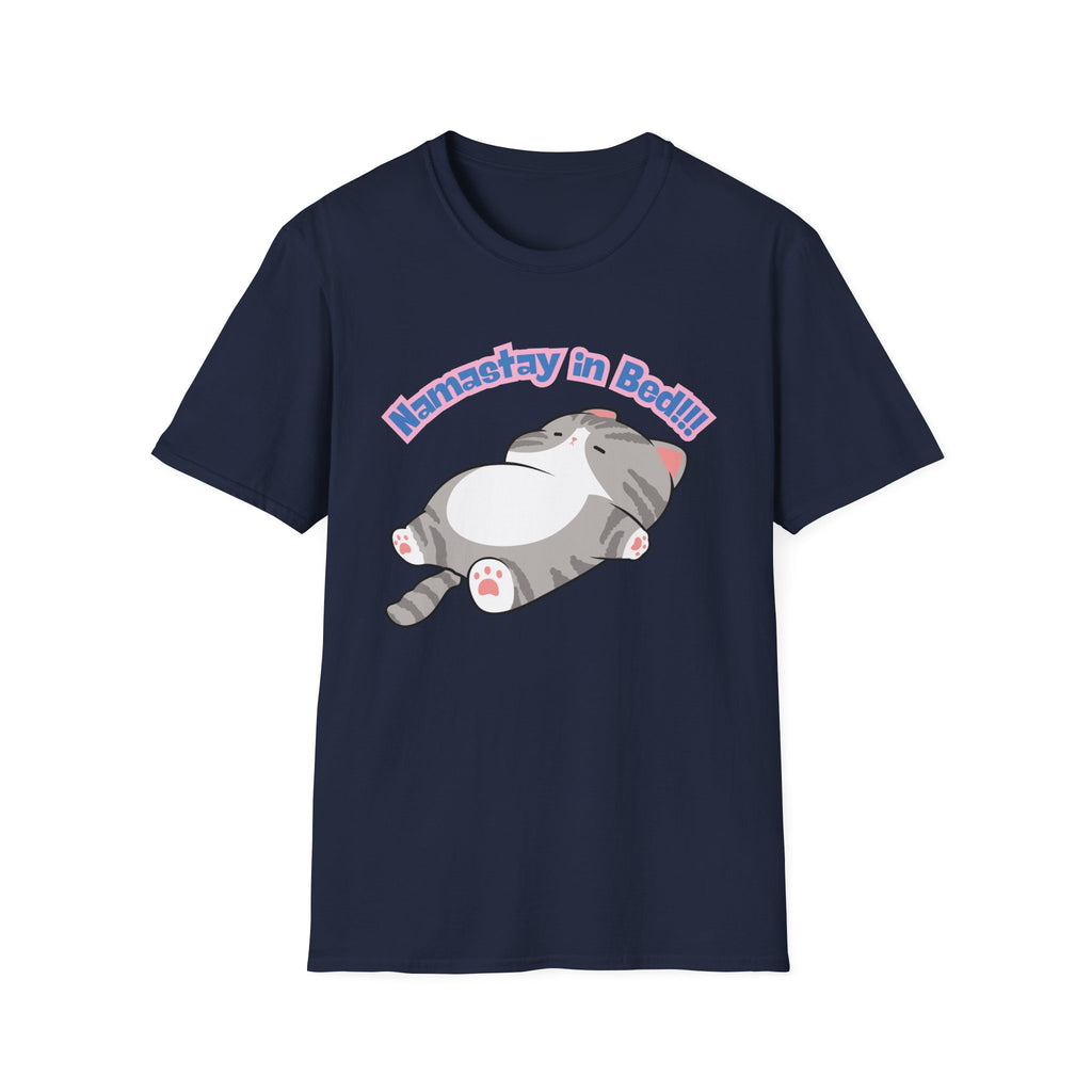 Namastay in Bed T-Shirt | Cute Lazy Cat Graphic Tee