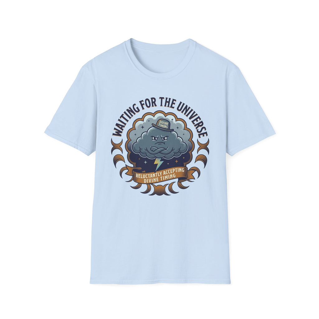 Waiting for the Universe T-Shirt | Moody Cloud Graphic Tee ("Divine Timing")