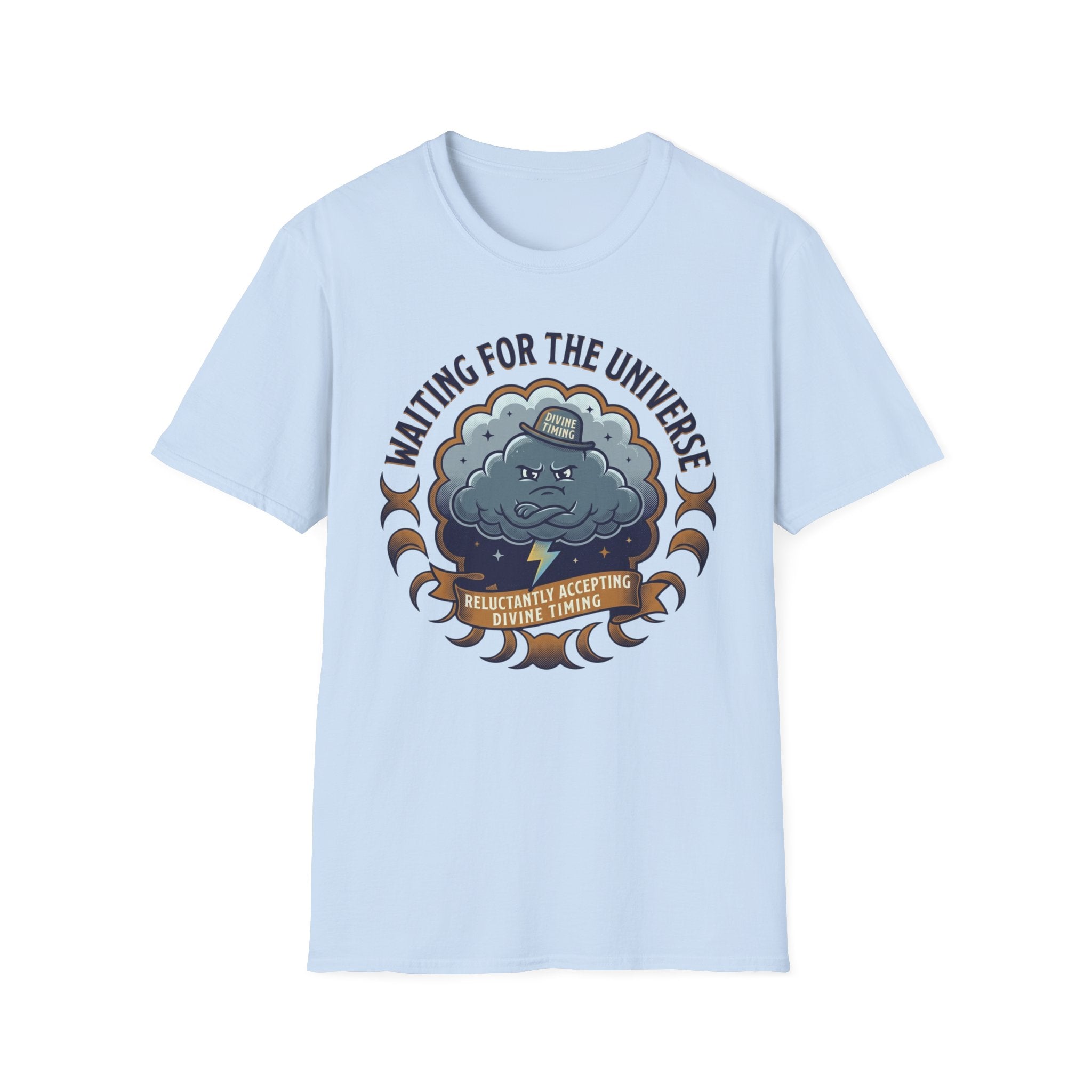 Waiting for the Universe T-Shirt | Moody Cloud Graphic Tee ("Divine Timing")