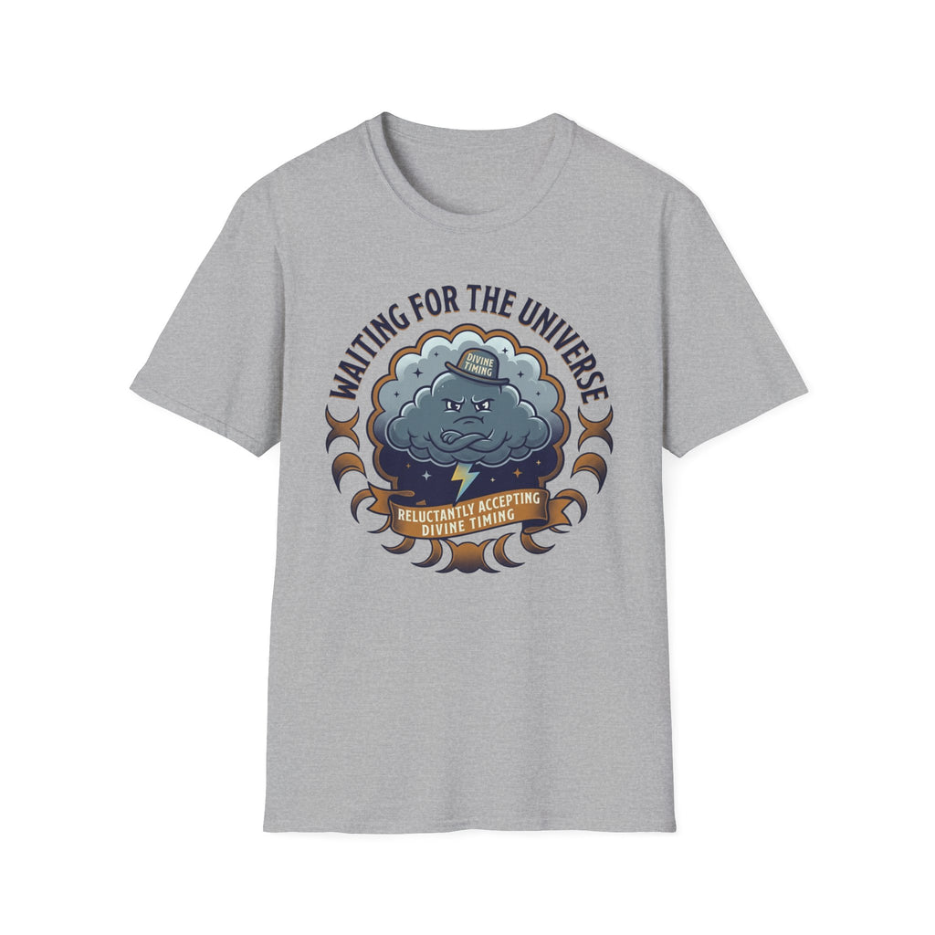 Waiting for the Universe T-Shirt | Moody Cloud Graphic Tee ("Divine Timing")