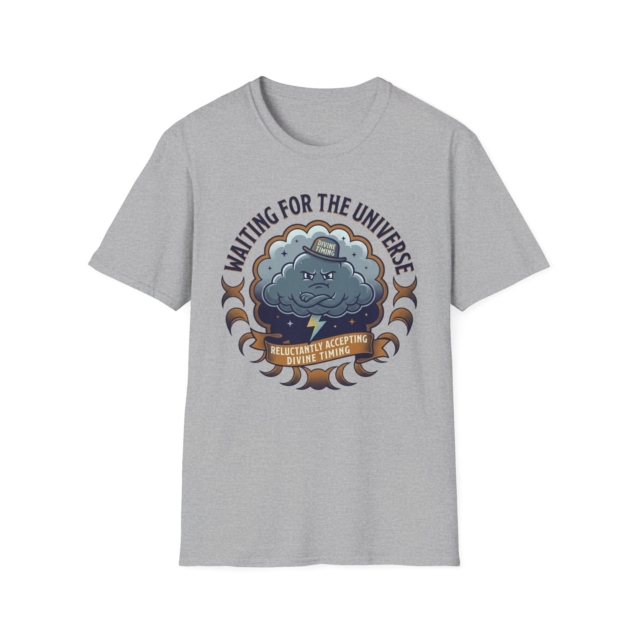 Waiting for the Universe T-Shirt | Moody Cloud Graphic Tee ("Divine Timing")