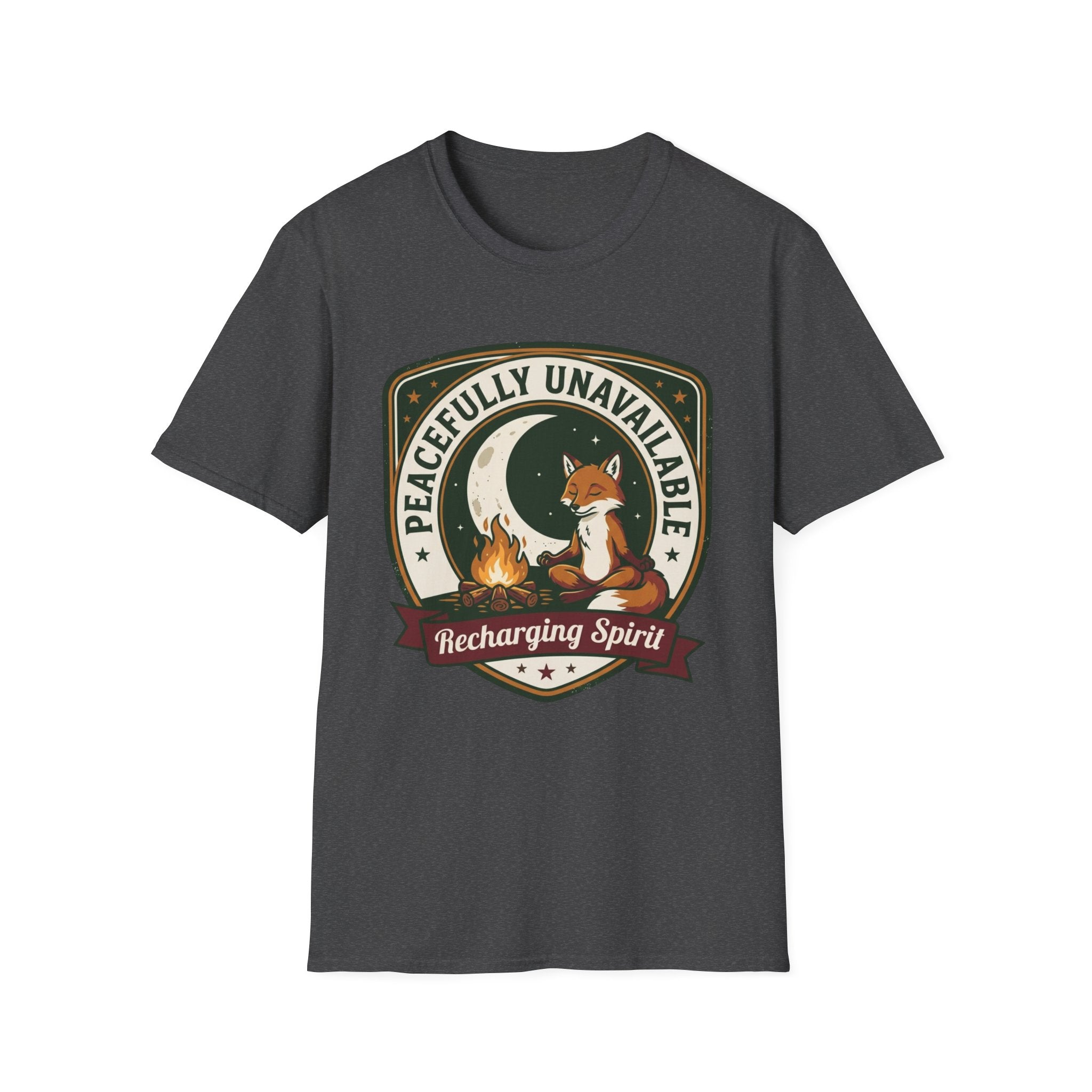 Peacefully Unavailable Fox T-Shirt | 'Recharging Spirit' Cute Night Moon Graphic Tee